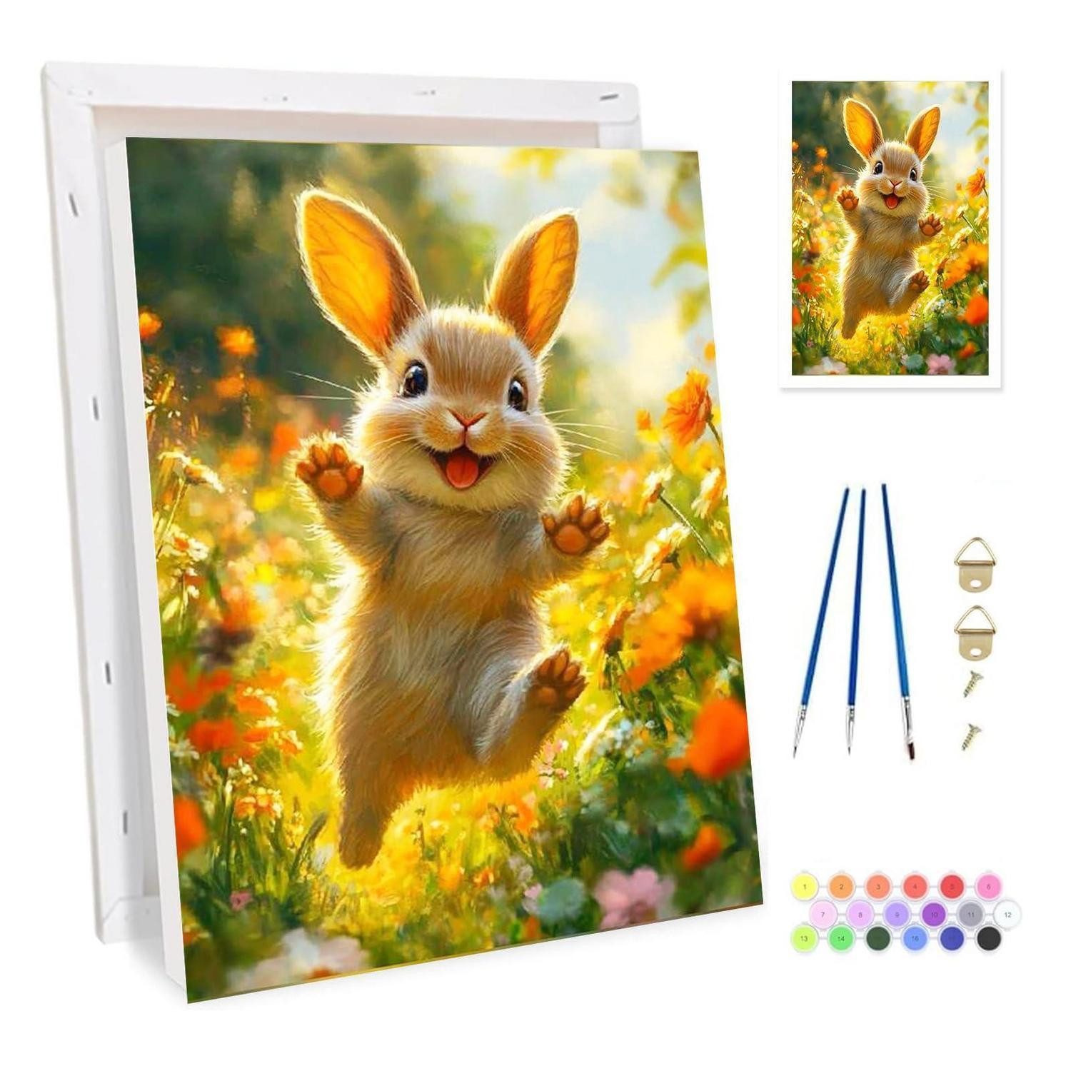 LuxusKollektion Malen nach Zahlen Malen nach Zahlen mit Rahmen Hase 20x30cm