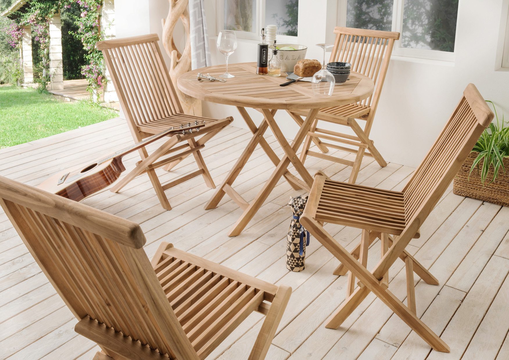 More2Home Gartentisch FLEX, Teakholz massiv, rund günstig online kaufen
