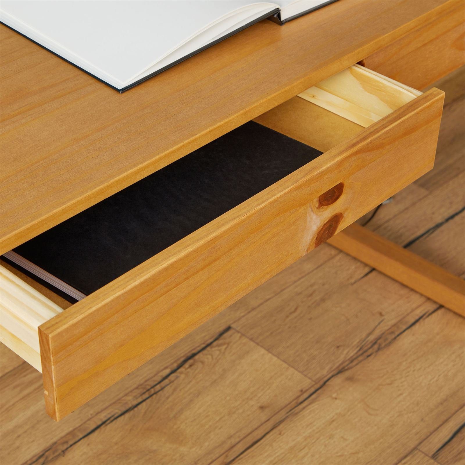 in mit 2 Kiefer Tisch braun aus natur NOAH, Schreibtischin Schubladen Schreibtisch Massivho IDIMEX aus