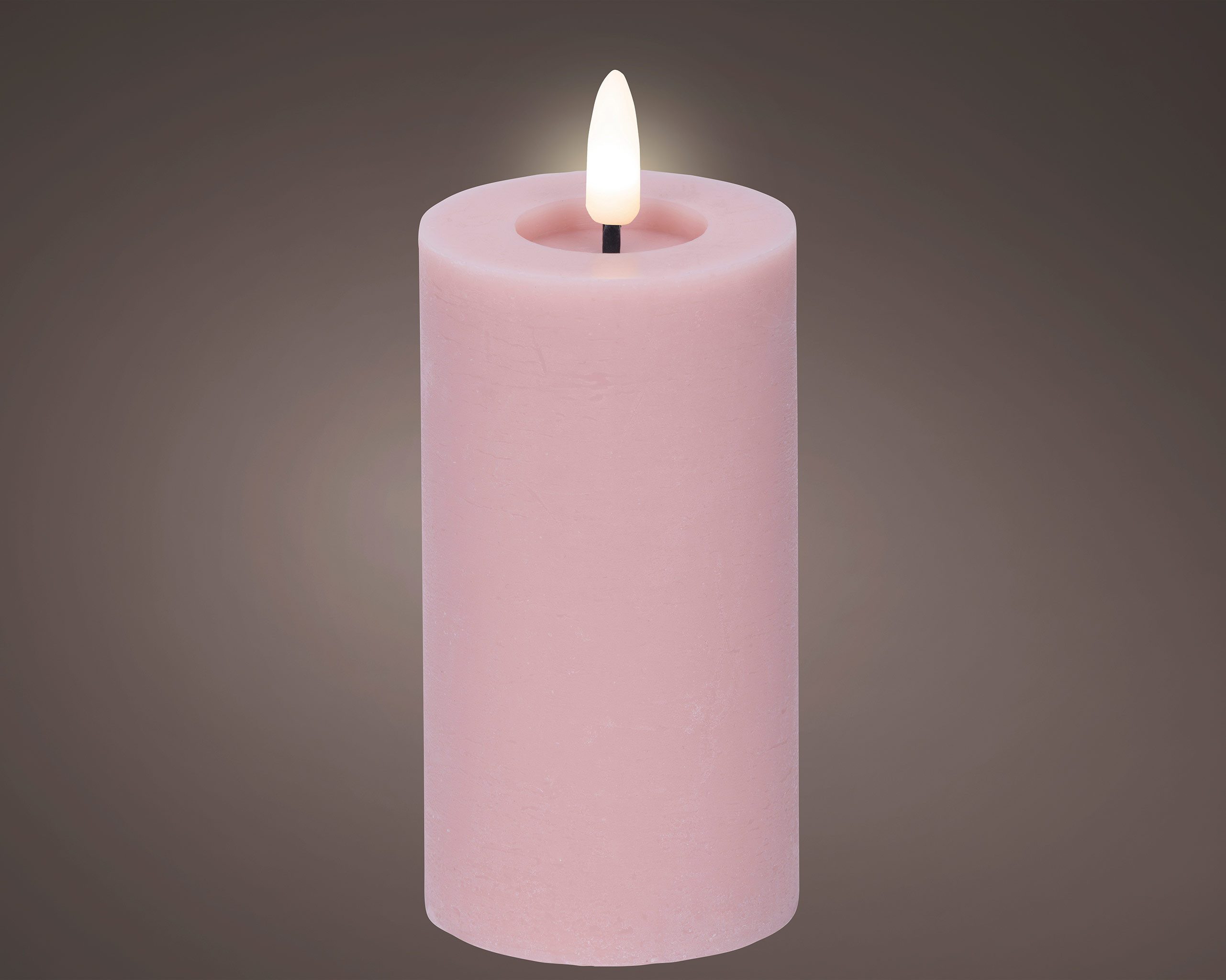 Lumineo LED-Kerze, LED Kerze mit Timerfunktion 7x15cm Wachs Rustik Rosa War günstig online kaufen