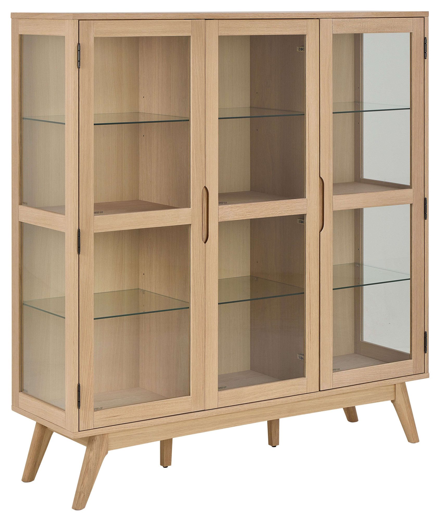 ACTONA GROUP Vitrine Marte ölbehandeltes Eiche Furnier, 2 Türen, klar Glas, 140x40x148 cm