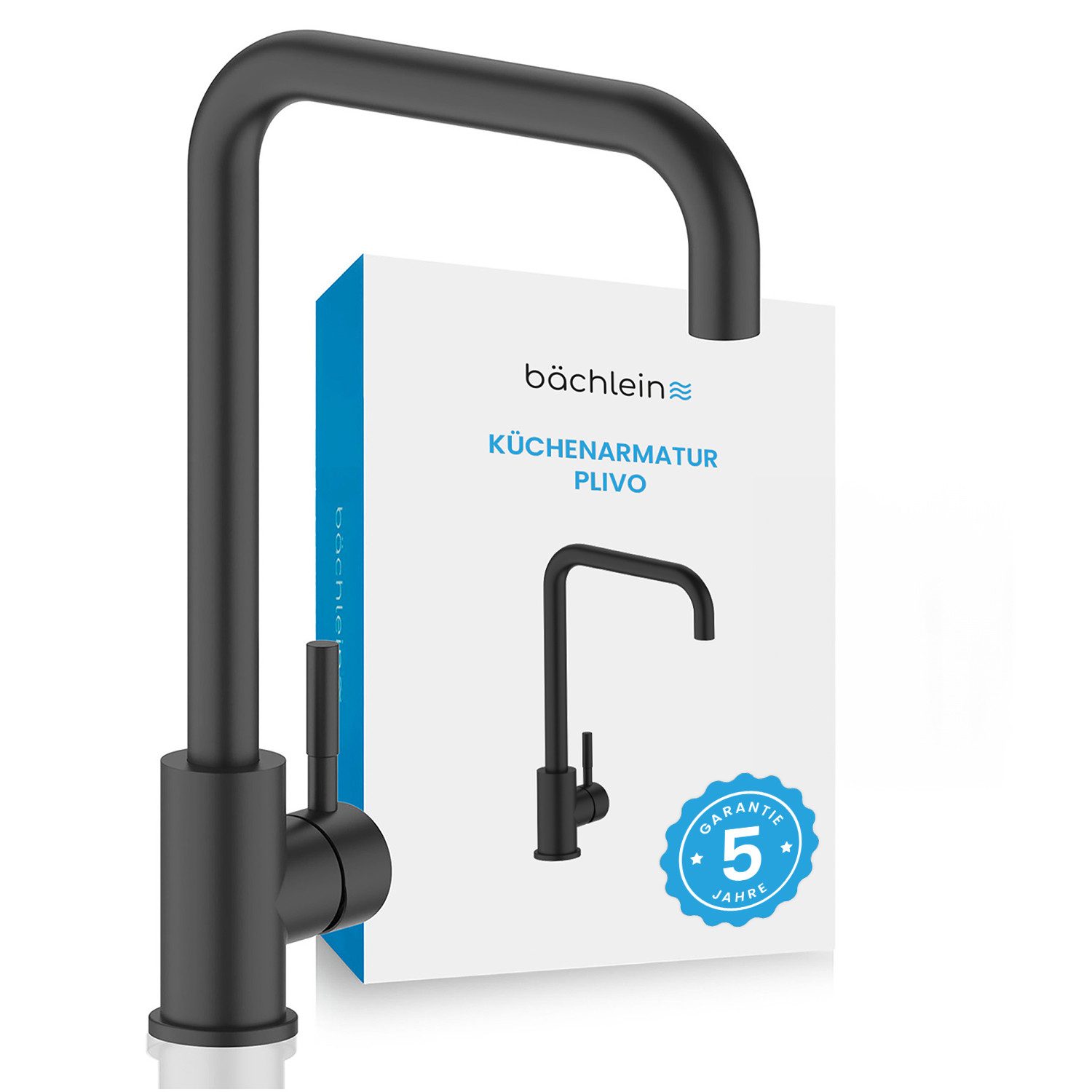 Bächlein Spültischarmatur Küchenarmatur Plivo in stilvollem Design, Wasserhahn Küche extra hoher Auslauf