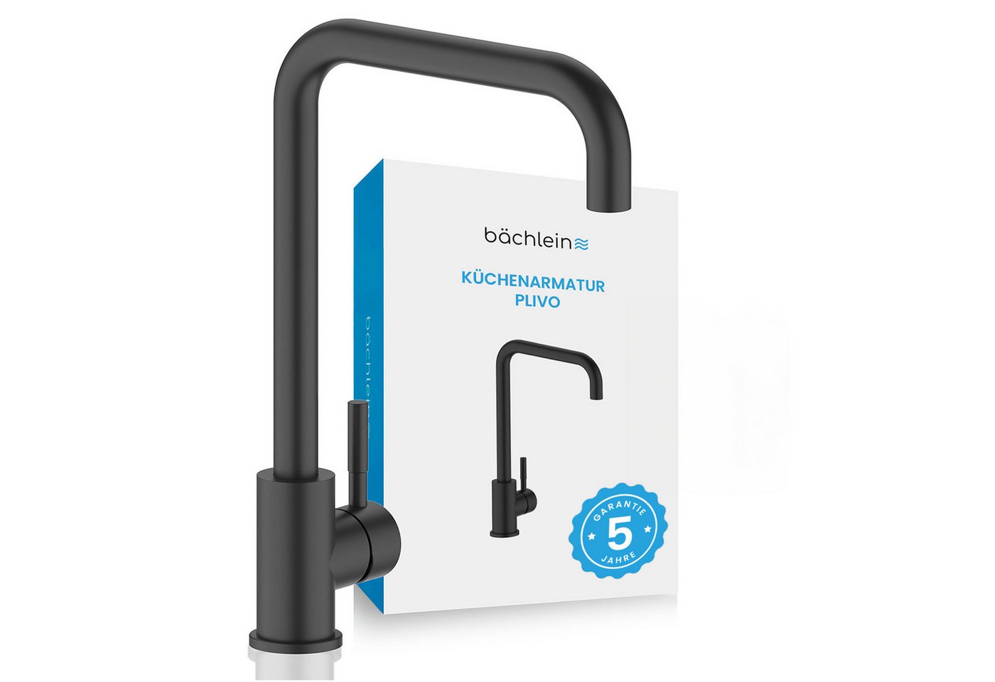 Bächlein Spültischarmatur Küchenarmatur Plivo in stilvollem Design, Wasserhahn Küche extra hoher Auslauf