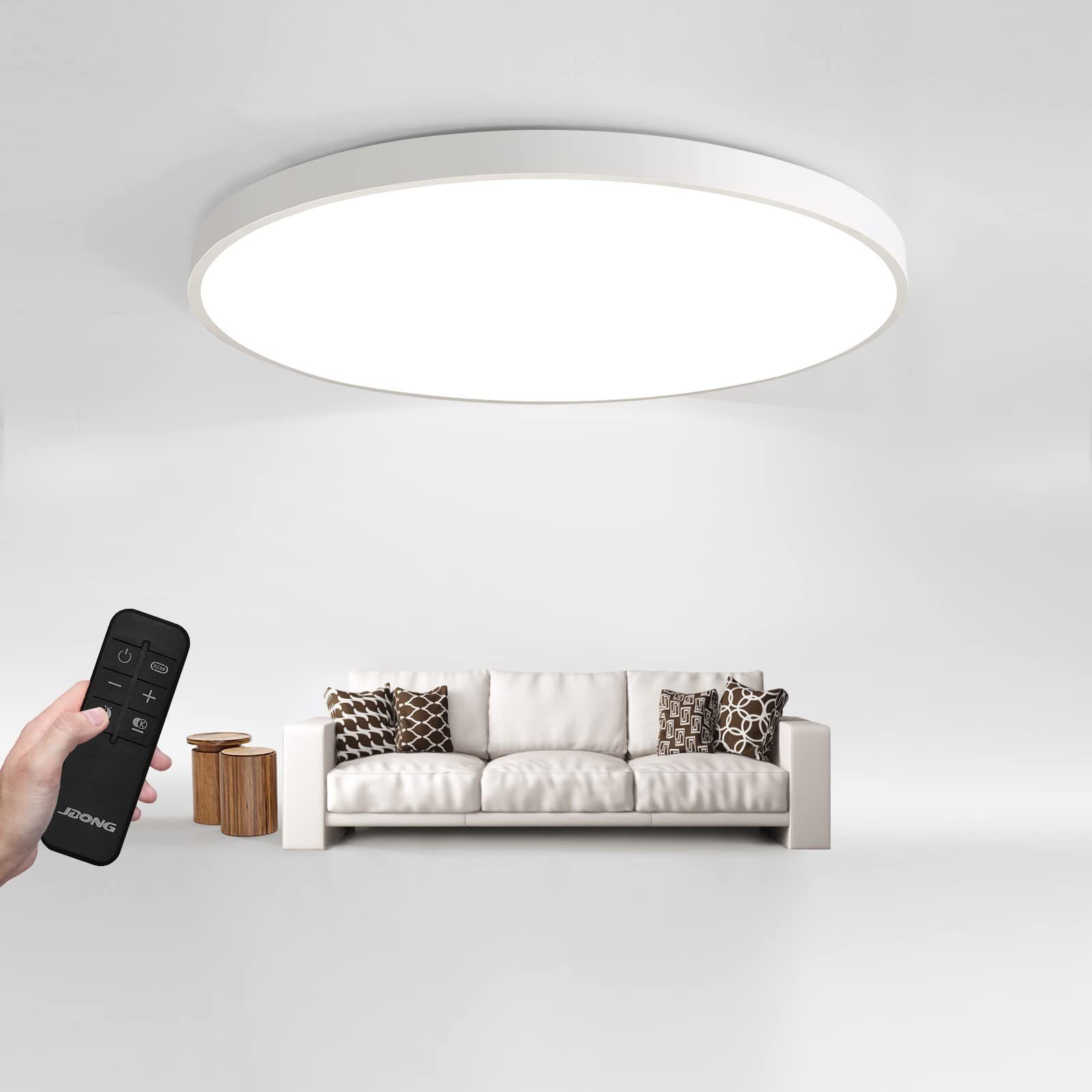 JDONG LED Deckenleuchte groß Deckenlampe Wohnzimmer 72W Dimmbar Durchmesser  60CM Rund, LED fest integriert, stufenlos dimmbar, Nachtlichtfunktion,  Ultradünne 4CM Wohnzimmer