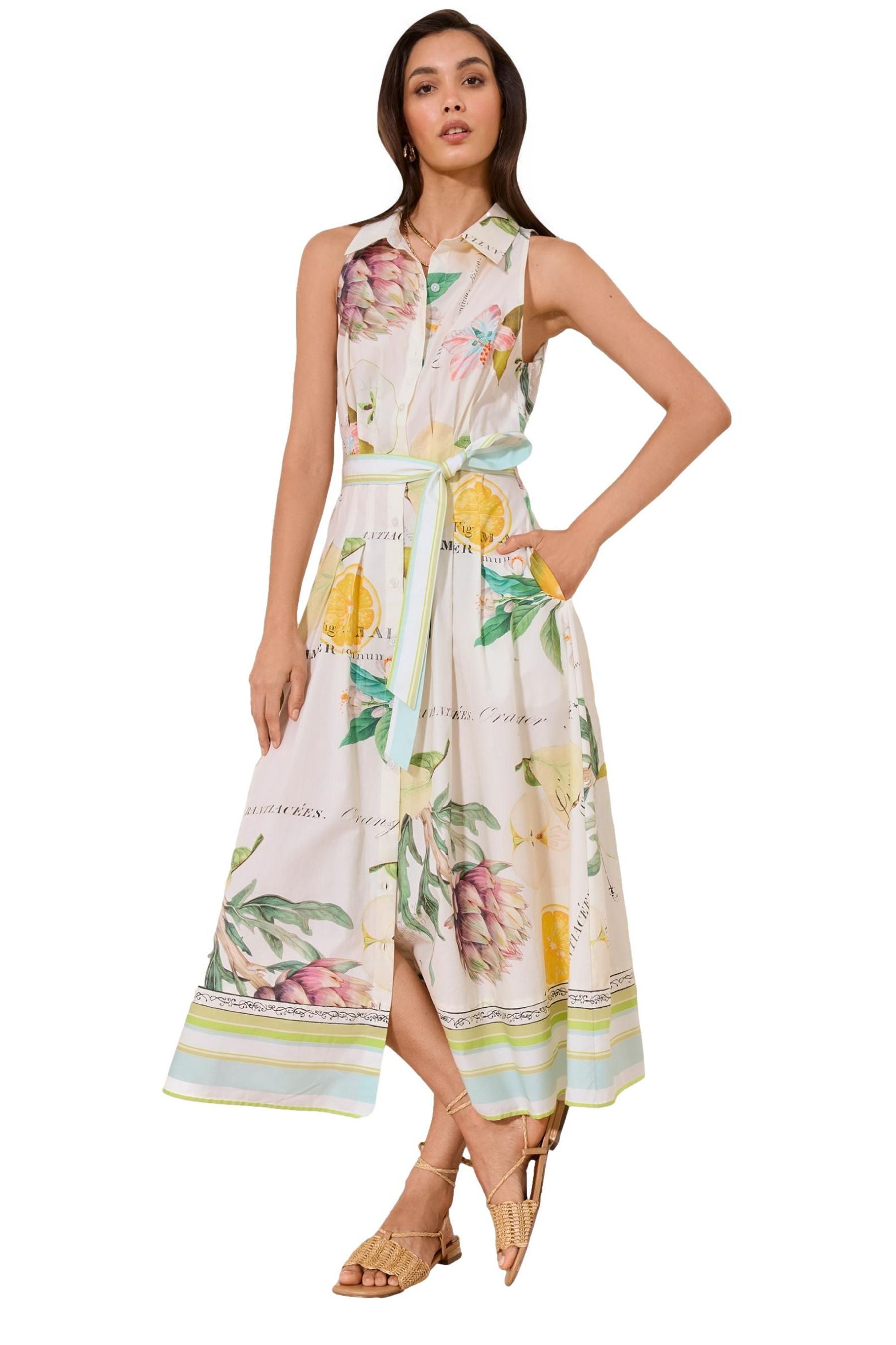 LIPSY Midikleid Lipsy Ärmelloses Midikleid mit Gürtel Stehkragen (1-tlg)