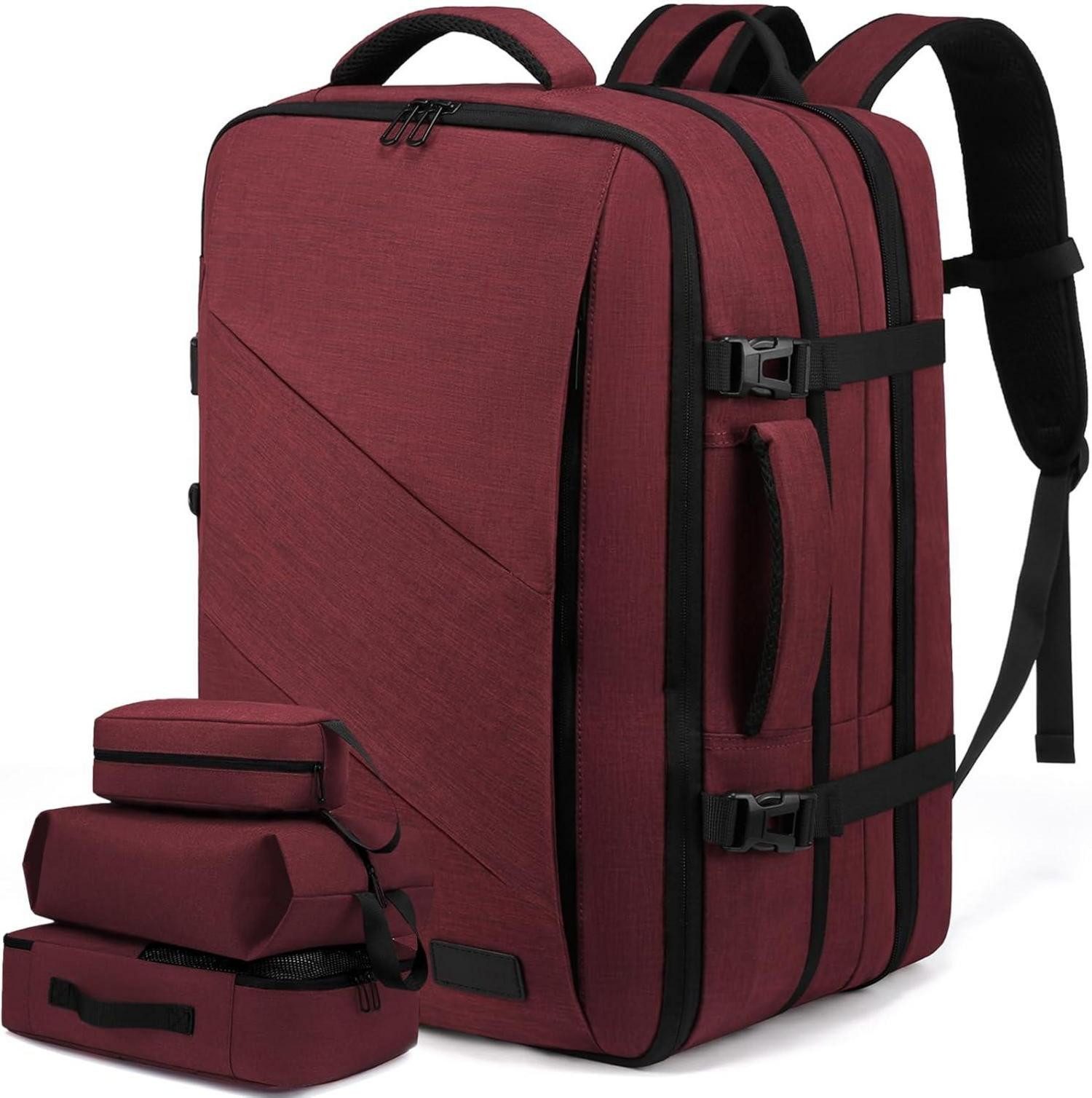 LuxusKollektion Reiserucksack Rucksack Handgepäck Flugzeug Damen Herren 15,6 Zoll Vintage Rotwein