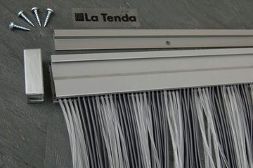 La Tenda Insektenschutz-Vorhang La Tenda TRENTO 1 XL Streifenvorhang grau, 120 x 230 cm, PVC - Länge und Breite individuell kürzbar