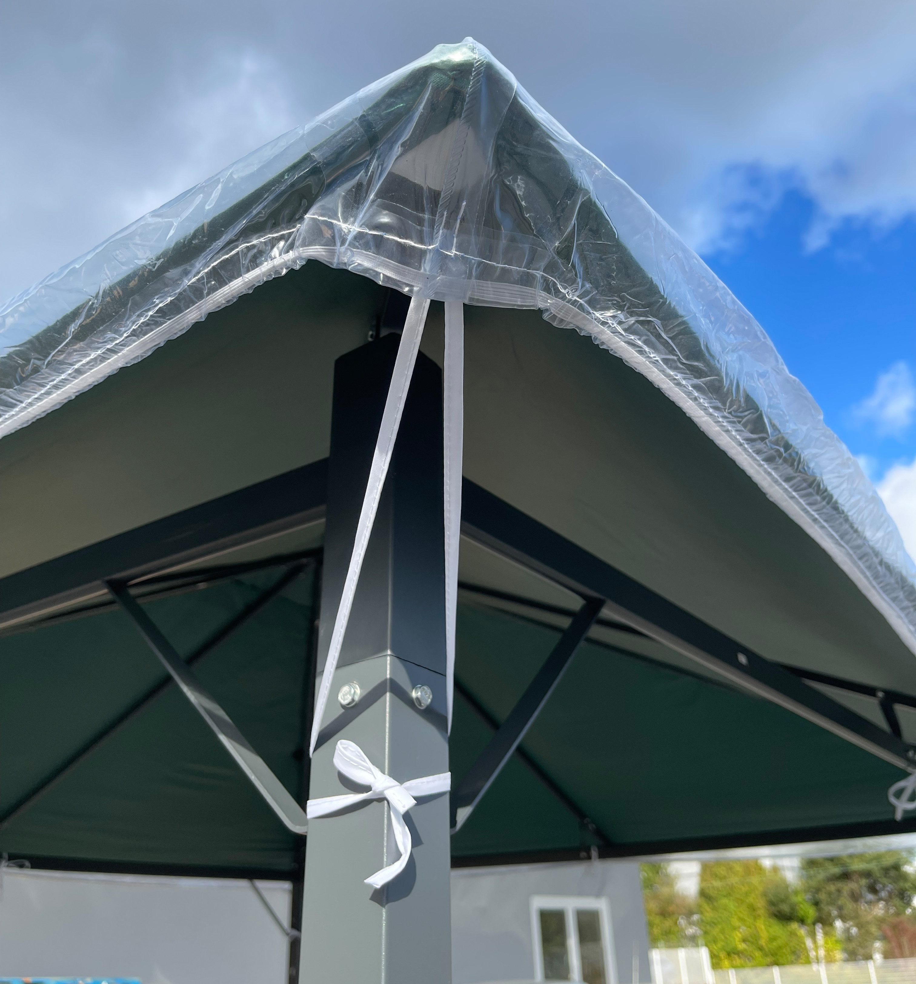 Quick Star Pavillon-Schutzhülle Pavillon Schutzhaube 2x2m Transparent (1-St), Umlaufender Gummizug und Befestigungsbänder in den Ecken – Bild 4 von 5