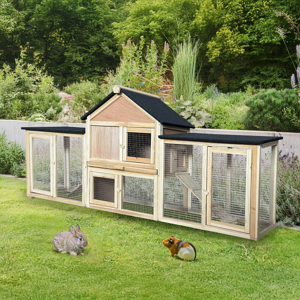 HOME DELUXE Kleintierstall CUNA Kaninchenstall, Hasenstall, Außengehege, Hochwertiges Tannenholz