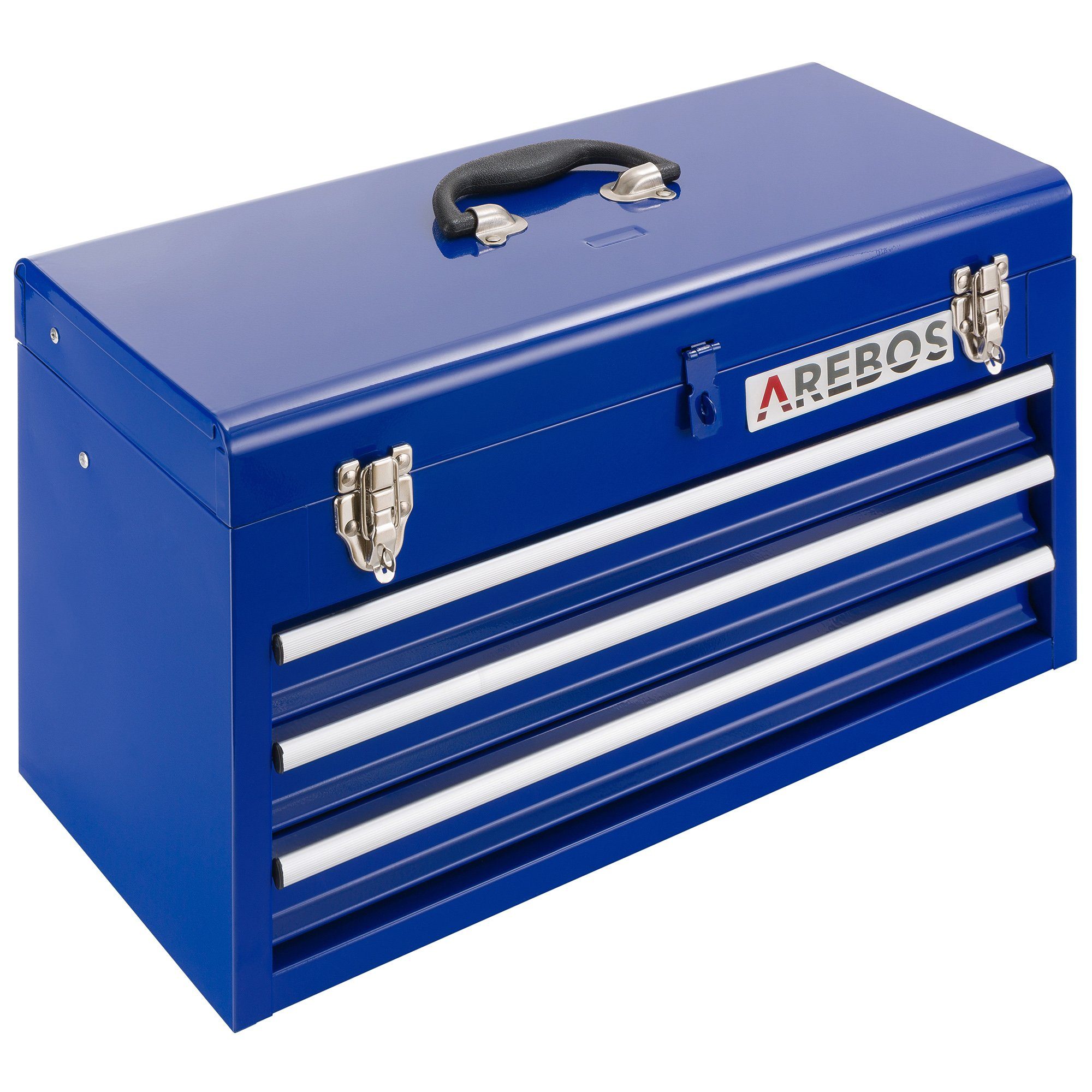 Arebos Werkzeugkoffer 3 Schubladen & blau mit 2 Ablagefächern