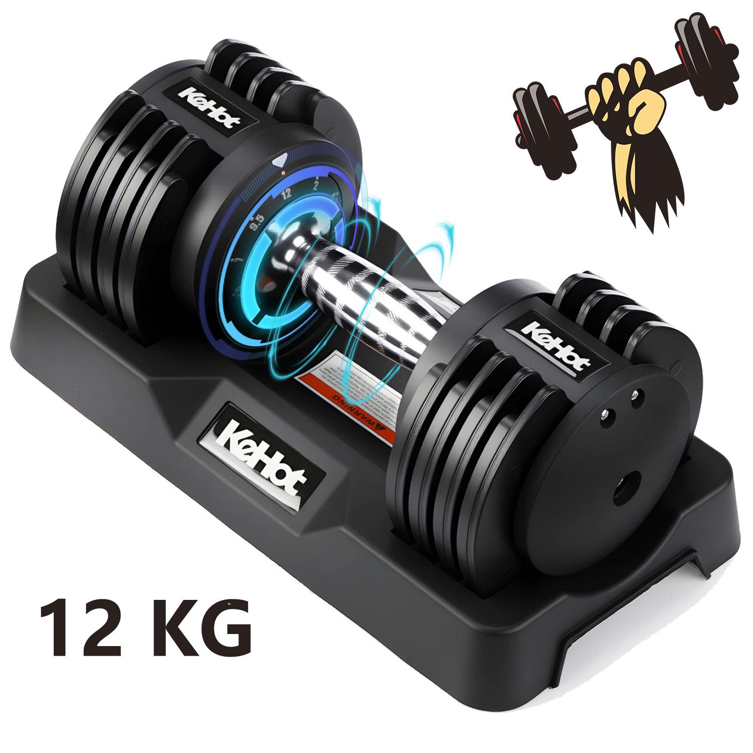 kehot Hantel-Set Verstellbare Kurzhantel 12 kg mit 5 Gewichtsstufen & Basisständer, (2–12 kg einstellbar für Heimtraining, Muskelaufbau & Fitnessstudio, mit Rutschfestem Griff,Sicherem Verriegelungssystem, Platzsparendes), Ergonomischer Griff für sicheren Halt während des Trainings