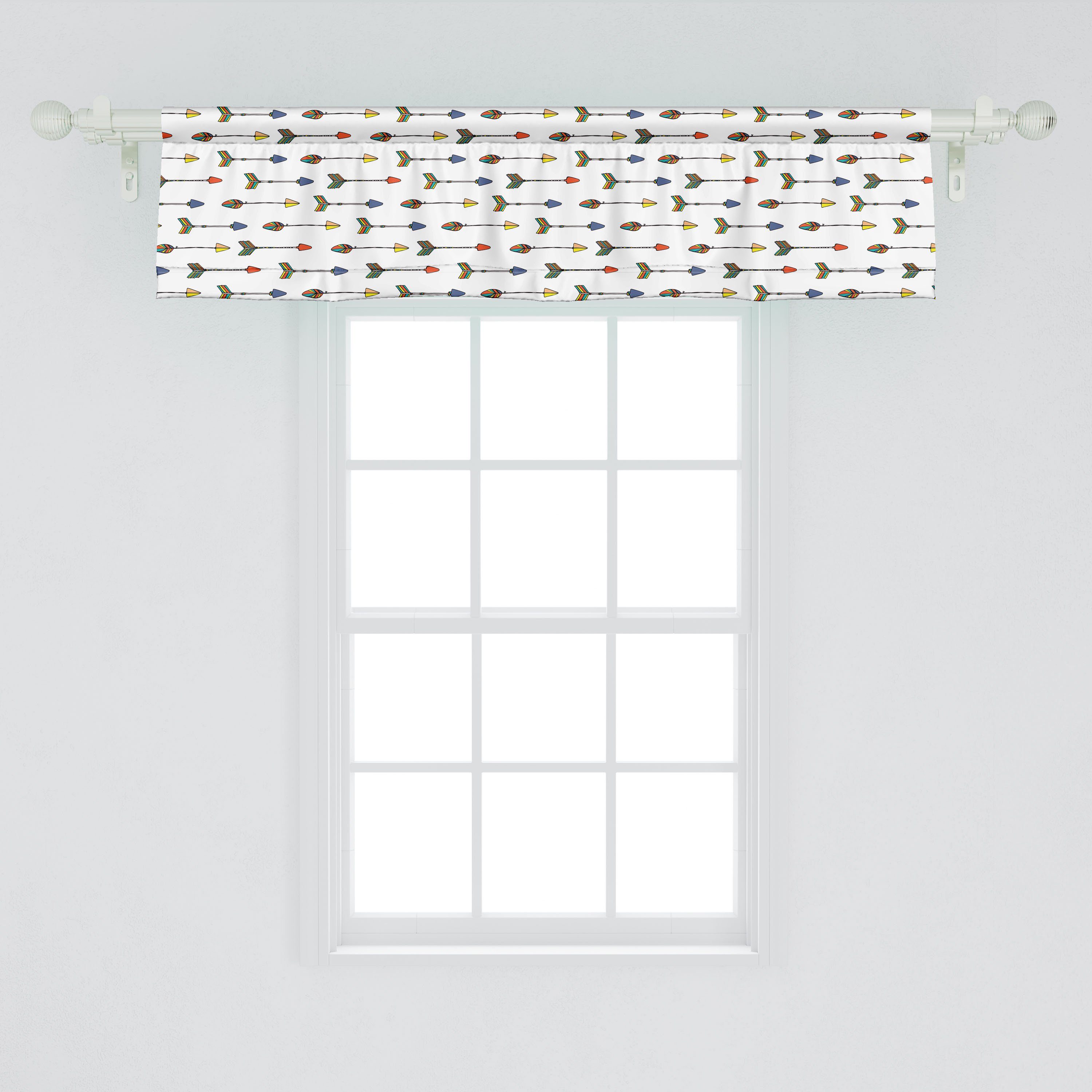 Scheibengardine Vorhang Volant für Küche Dekor Microfaser, Einheimische Stangentasche, Folk Pfeil mit Schlafzimmer Abakuhaus
