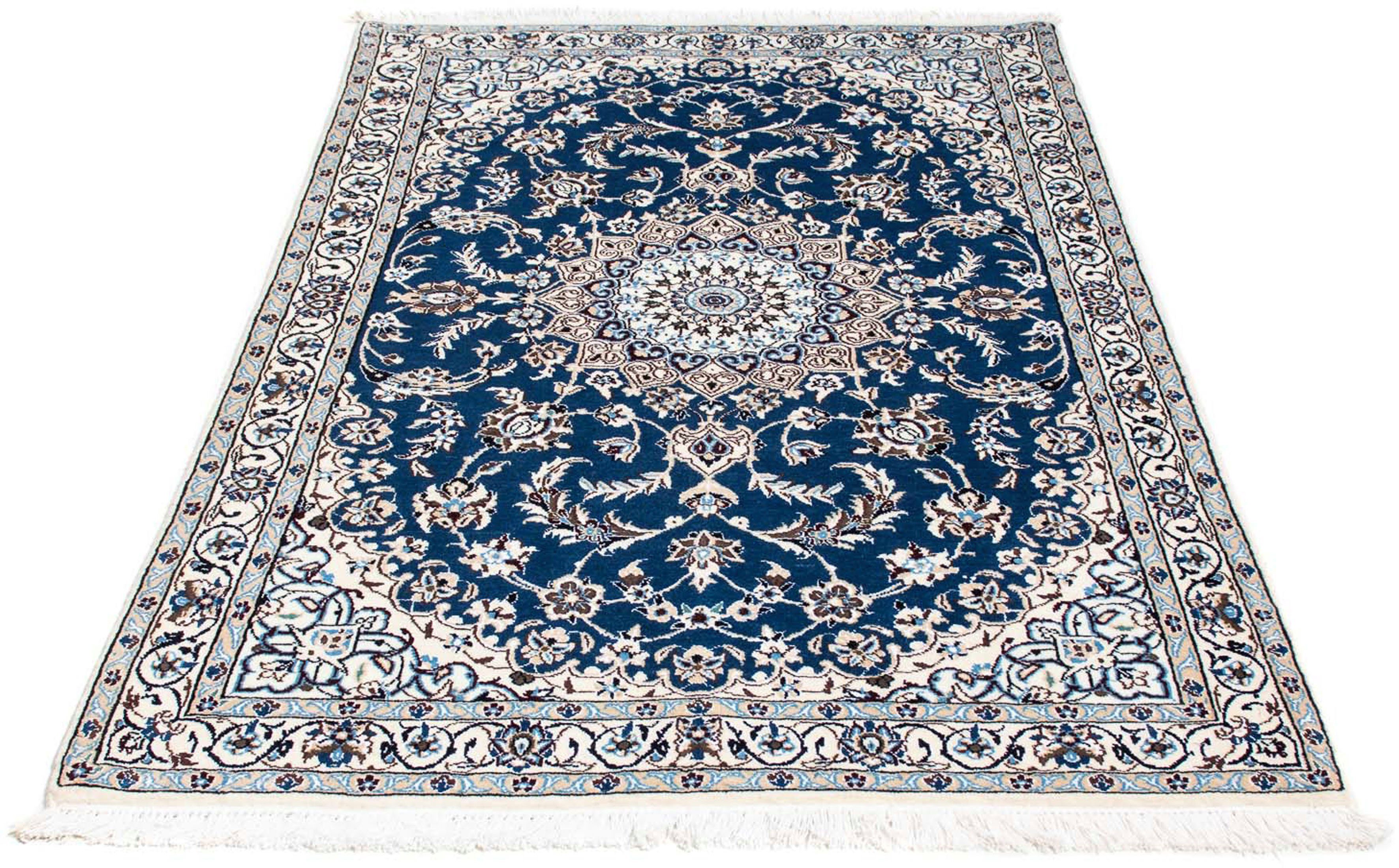 Orientteppich Perser - Nain - Royal - 176 x 113 cm - blau, morgenland, rechteckig, Höhe: 10 mm, Wohnzimmer, Handgeknüpft, Einzelstück mit Zertifikat | Kurzflor-Teppiche