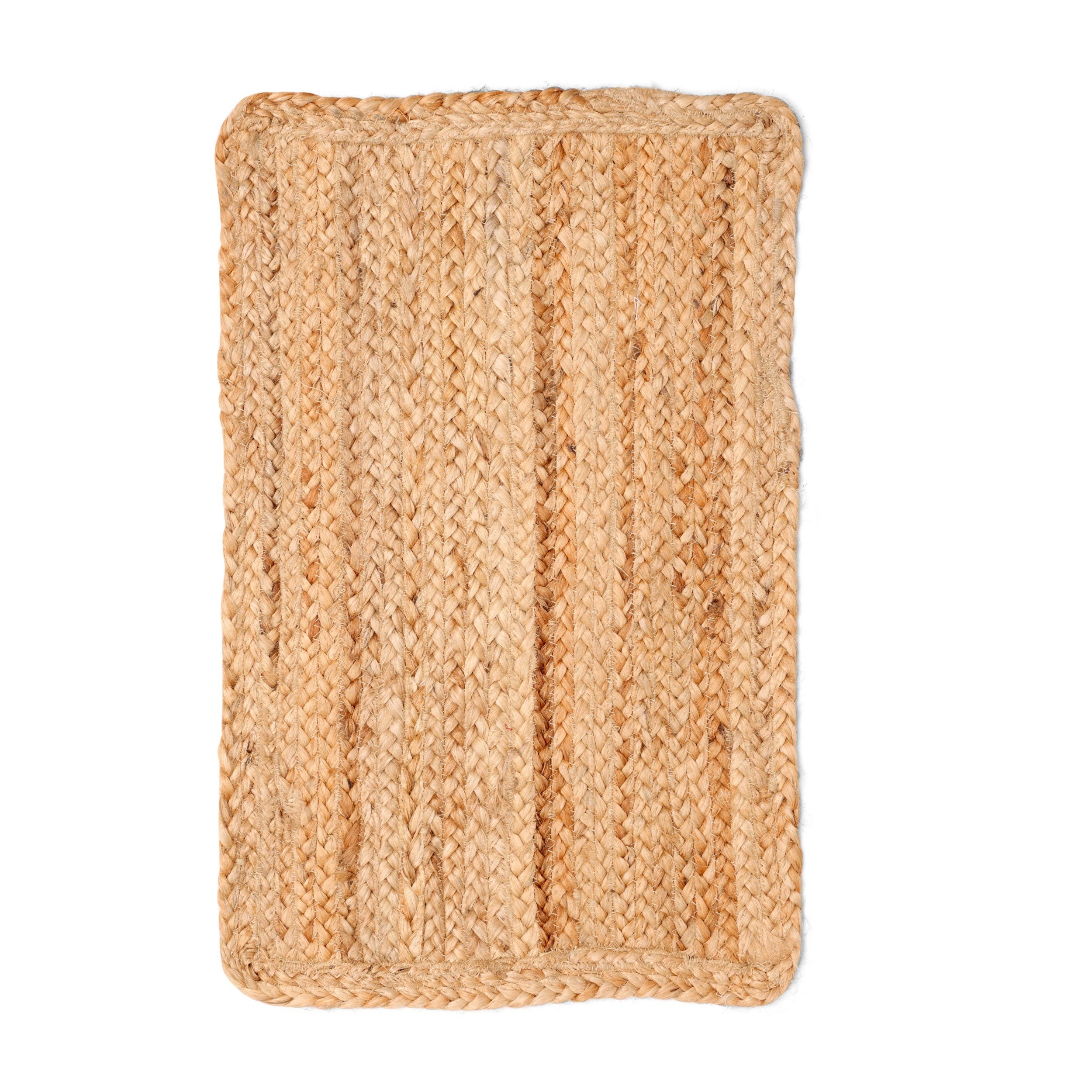 Wohnando Teppich MY-RUG Nitin, aus 100% Jute 60x40cm, rechteckig, Höhe: 10 mm, handgewebt, Natürliches Material, Boho-Stil, wendbar