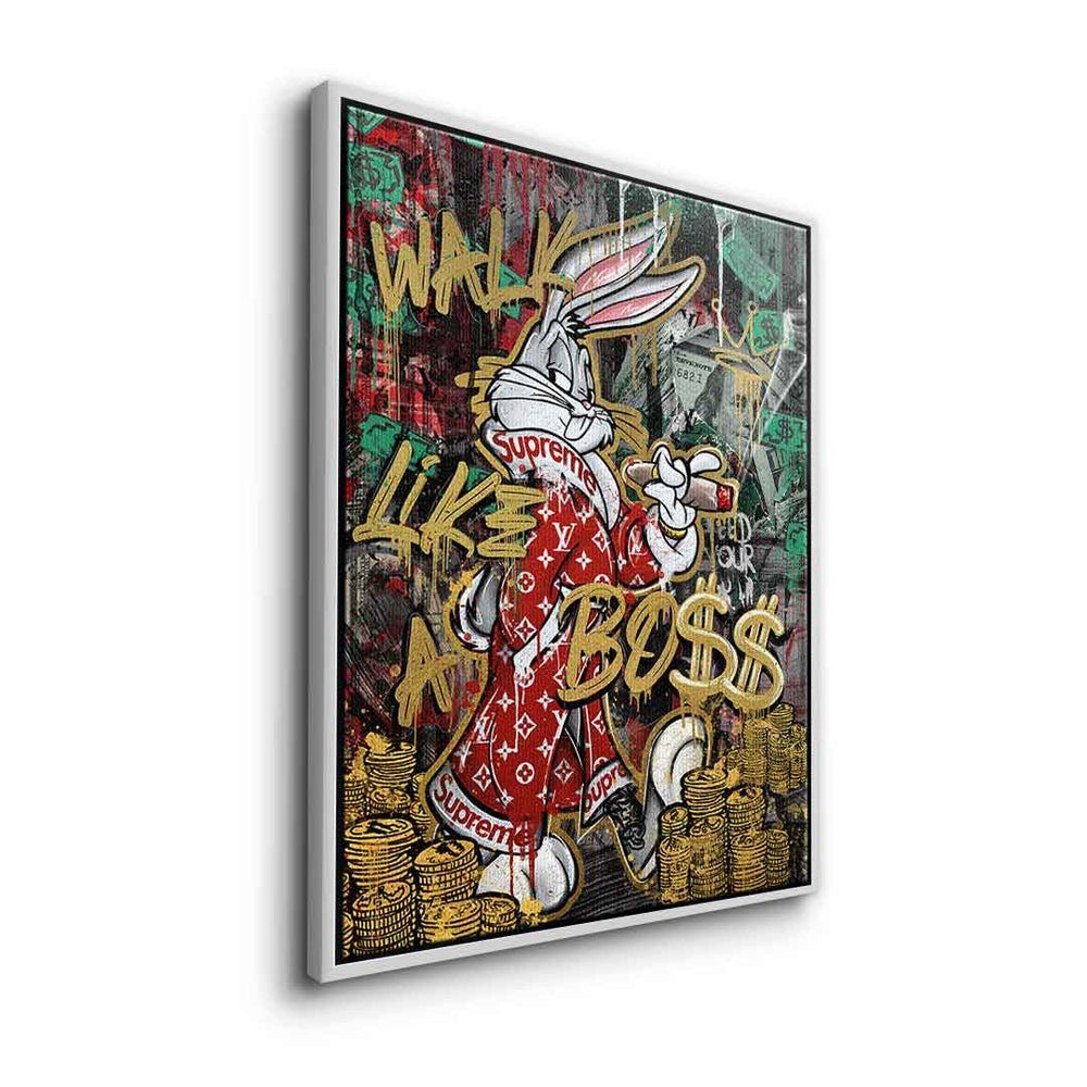 limitiert WALK Leinwandbild, BO$$ Pop A Motiv Leinwandbild Art Rahm weißer DOTCOMCANVAS® LIK€ Rahmen premium mit