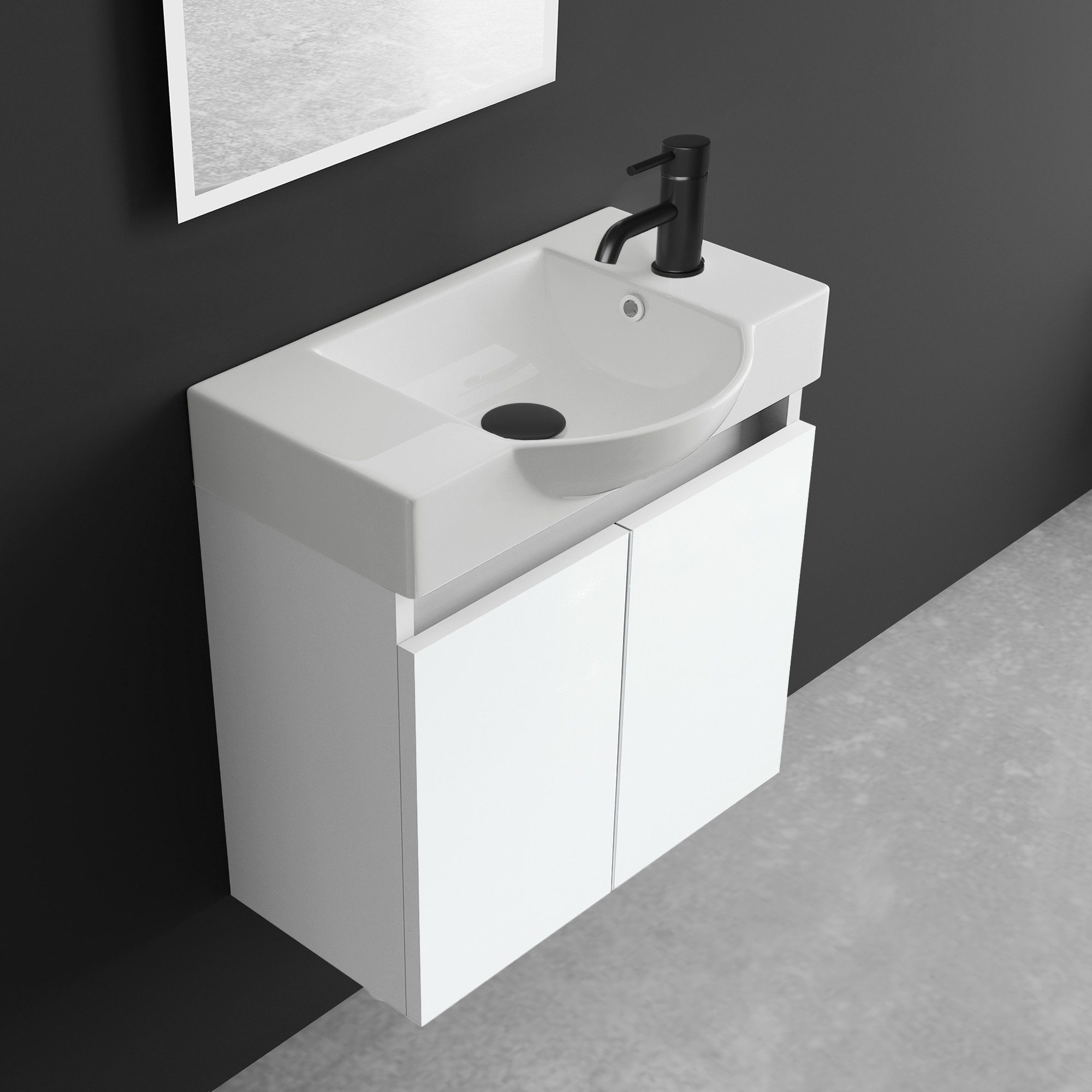 Alpenberger Badmöbel-Set mit Spiegel - Waschtisch mit Unterschrank + Badspi günstig online kaufen