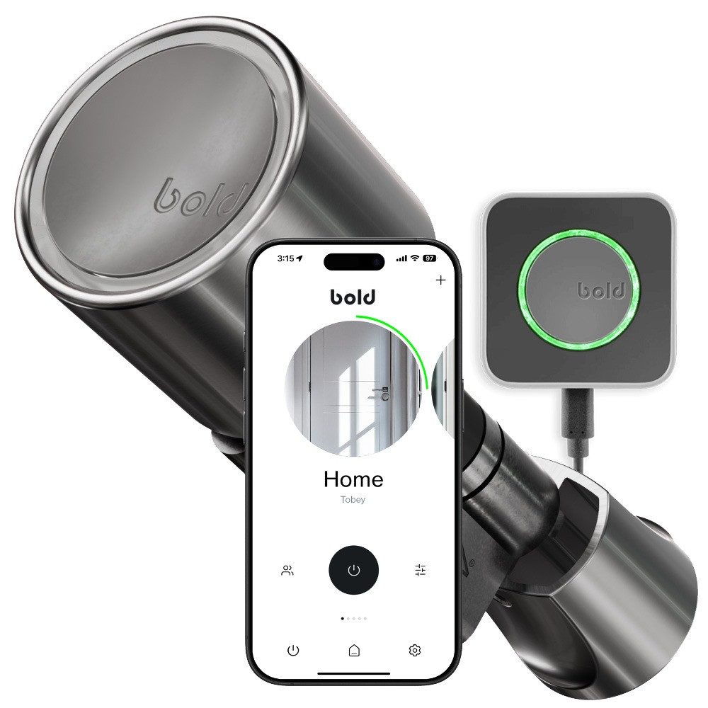 Bold Smart Lock Türschlossantrieb Elite + Connect, (Set, 1x Elite SX33 Zylinder + 1x Connect Bridge), mit Connect-Bridge, schlüssellos, silber