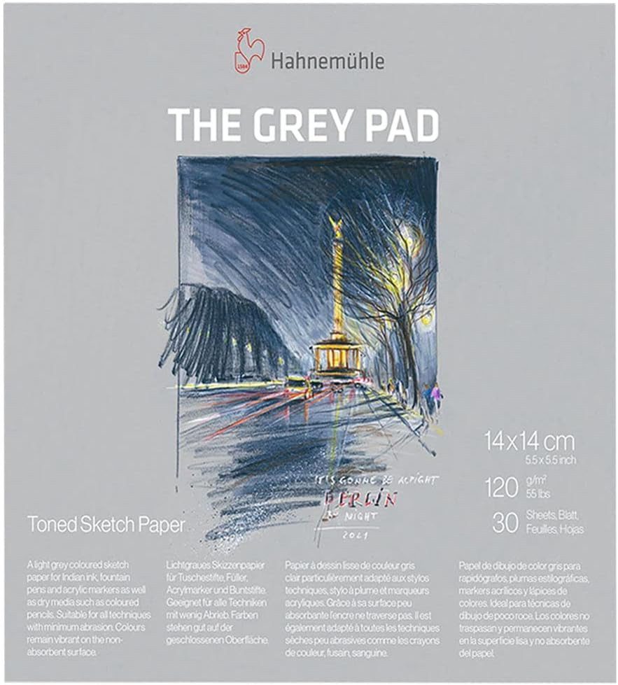 Hahnemühle Skizzenblock The Grey Pad 14x14cm, 120g/m², 30 Blatt, Toned Sketch Paper