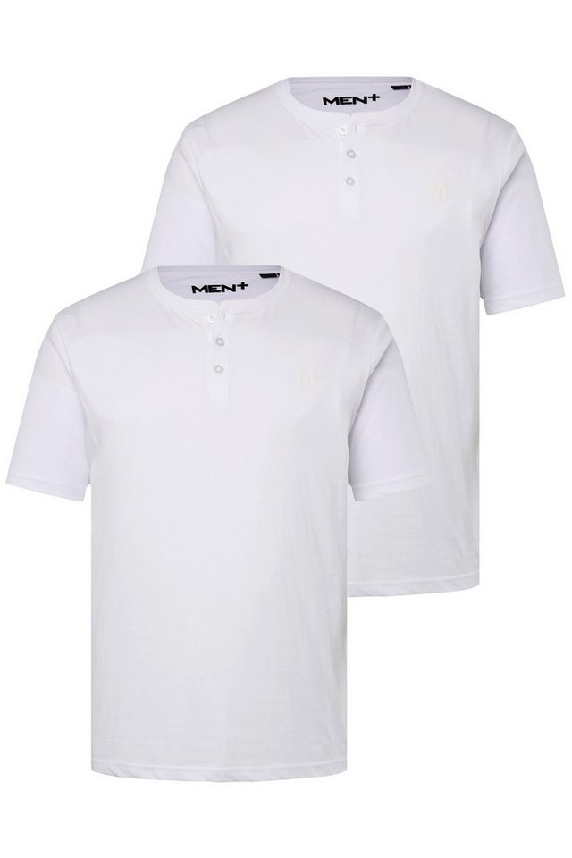 Men Plus T-Shirt Henley 2er-Pack Basic Halbarm Rundhals
