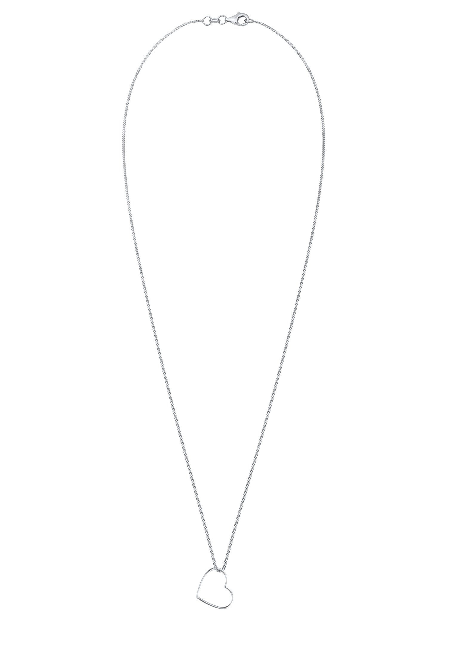 Elli Kette mit Anhänger Herz Anhänger Liebe Cut Out Schmuck Geschenk 925 Silber, Herz