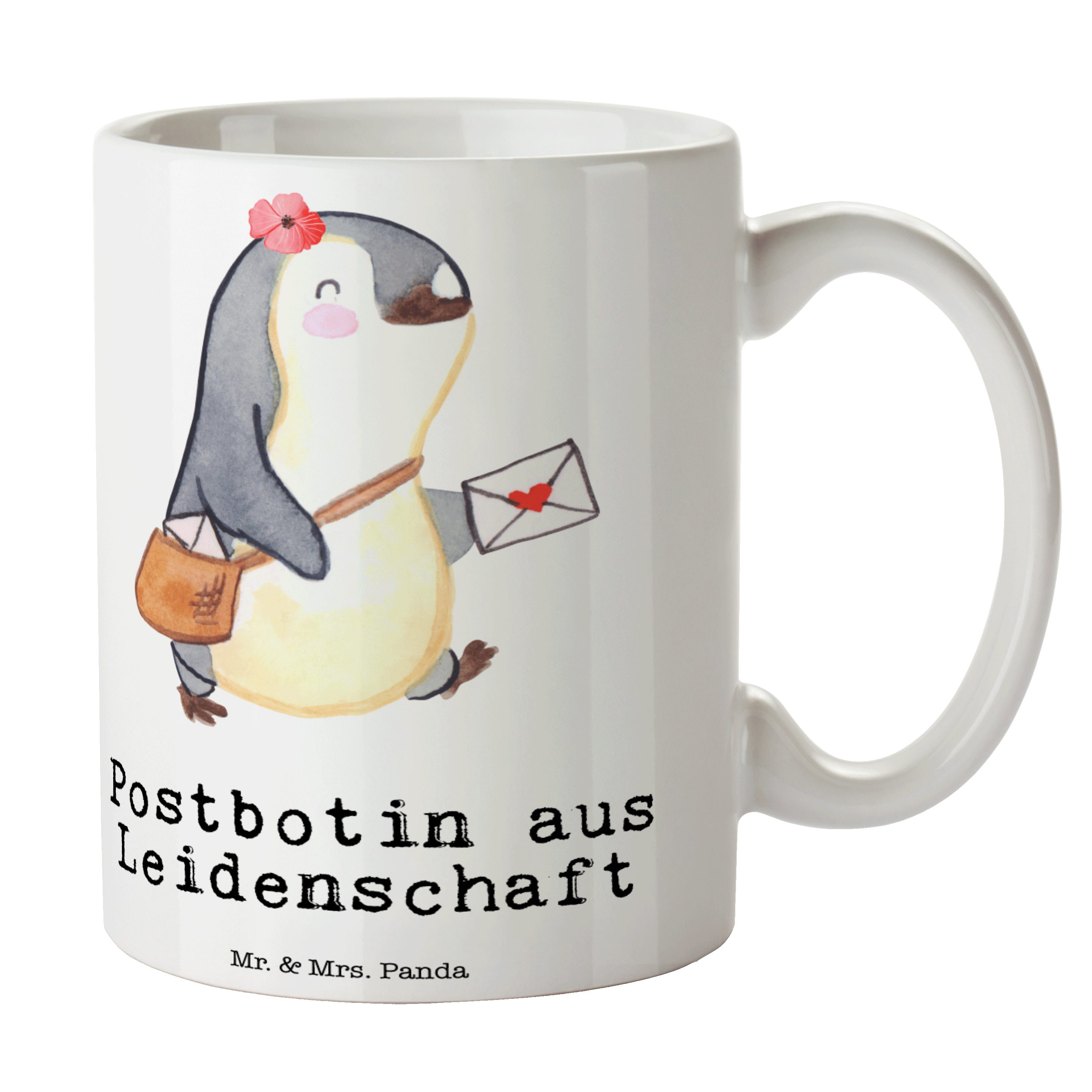 Mr. & Mrs. Panda Tasse Postbotin aus Leidenschaft - Weiß - Geschenk, Arbeitskollege, Postler, Keramik