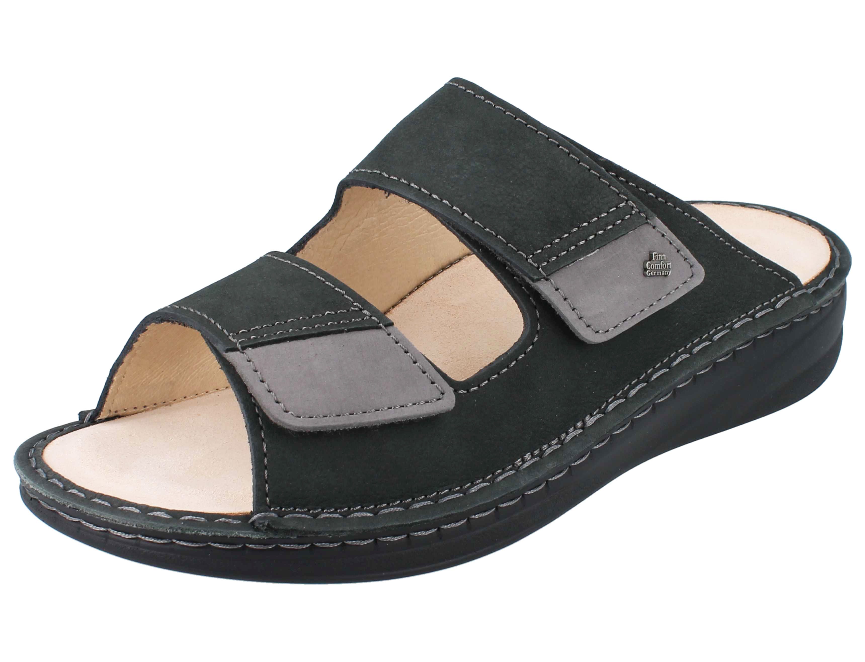Finn Comfort FINN COMFORT Psara Herren Pantolette grau grigio Nubukleder - Größe: Hausschuh Wechselfußbett