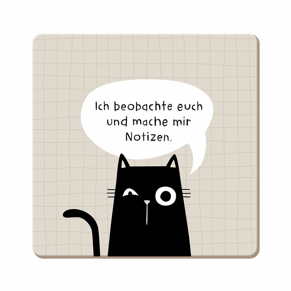 Grafik Werkstatt Getränkeuntersetzer Korkuntersetzer, abwischbar, Korkuntersetzer Katze beobachte, 1-tlg.