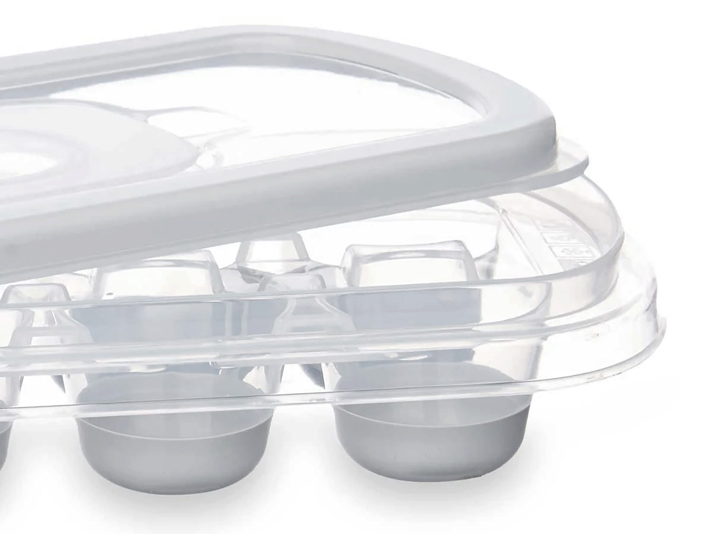 Leknes Eiswürfelform EISWÜRFELFORM für 12 Eiswürfel rund Silikon mit Deckel 91 (Grau), Silikonform Eiswürfelbereiter Boden Eisfächer