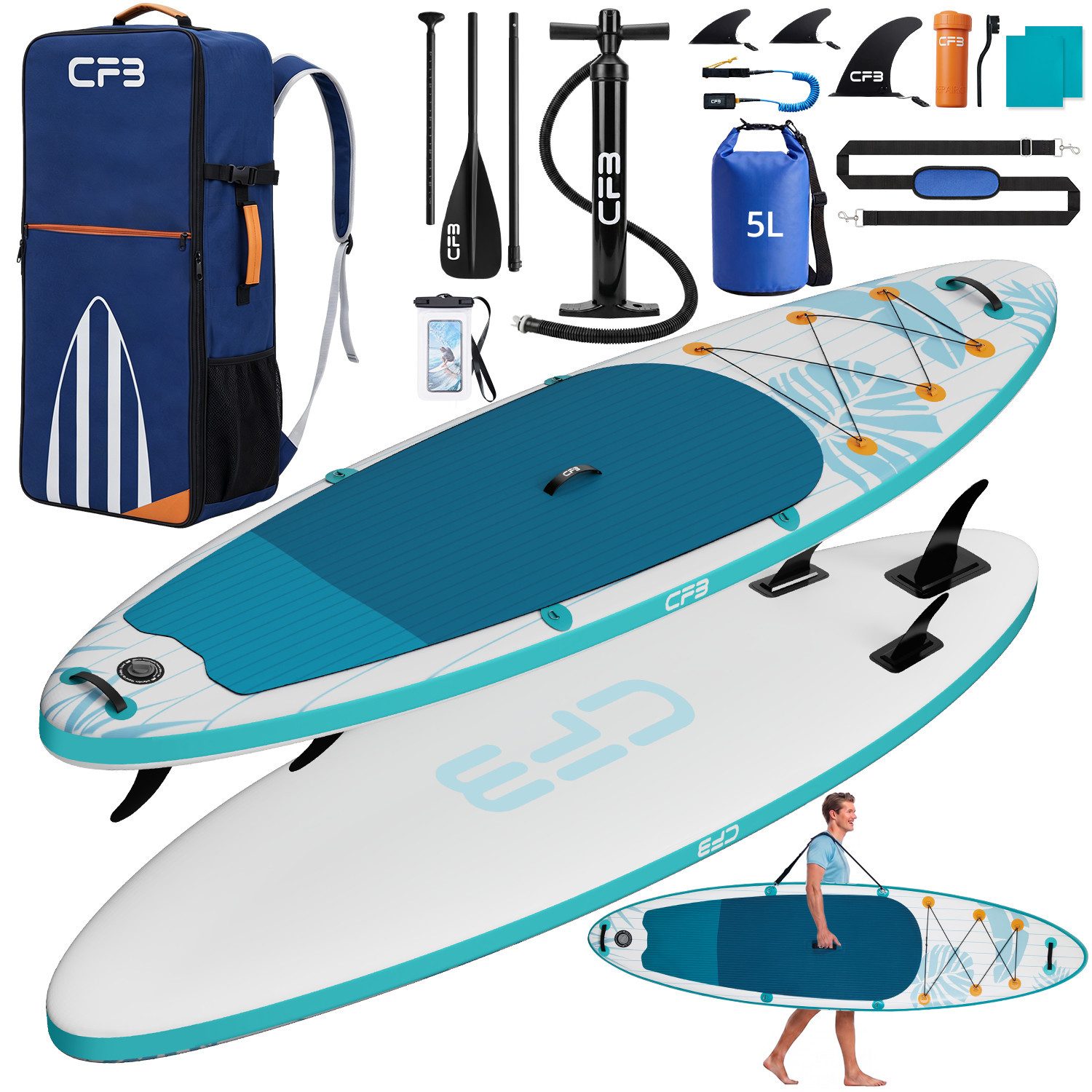 Inflatable SUP-Board Set 320/335 cm, extra breit, Komplettset