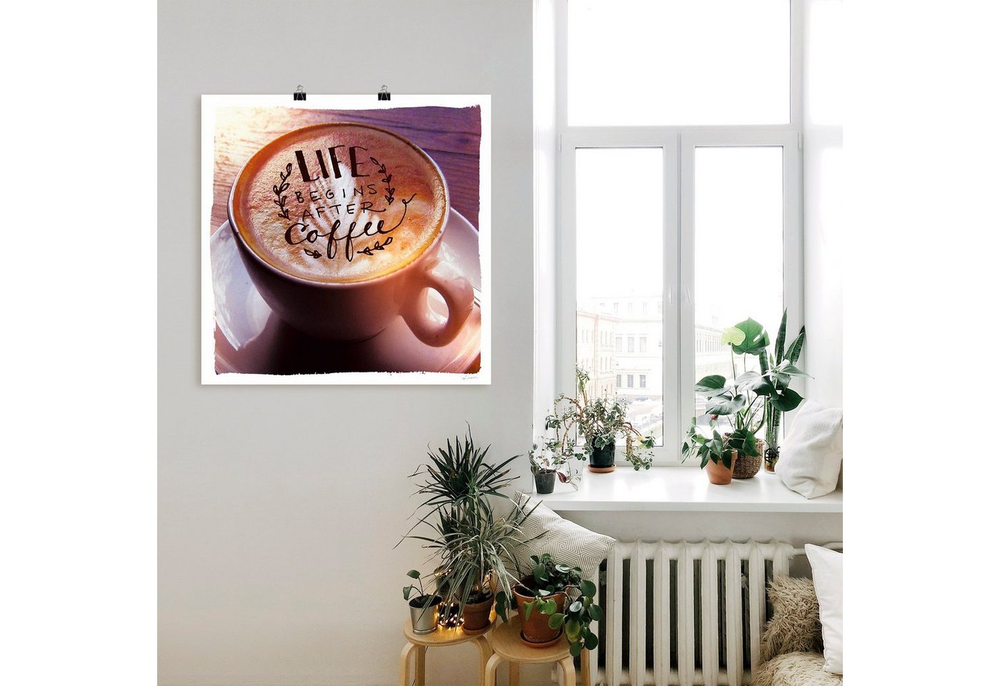 Artland Wandbild »Das Leben beginnt nach dem Kaffee«, Getränke (1 Stück), in vielen Größen & Produktarten -Leinwandbild, Poster, Wandaufkleber / Wandtattoo auch für Badezimmer geeignet-kaufen