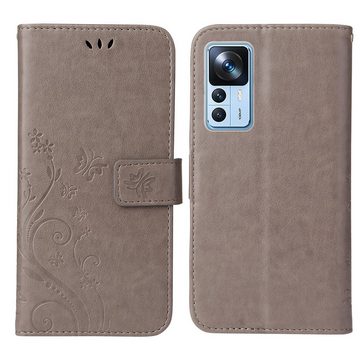 Tec-Expert Handyhülle Cover Tasche Hülle für Xiaomi 12T & 12T Pro, Klapphülle Case mit Kartenfach Fliphülle aufstellbar, Motiv Blumen