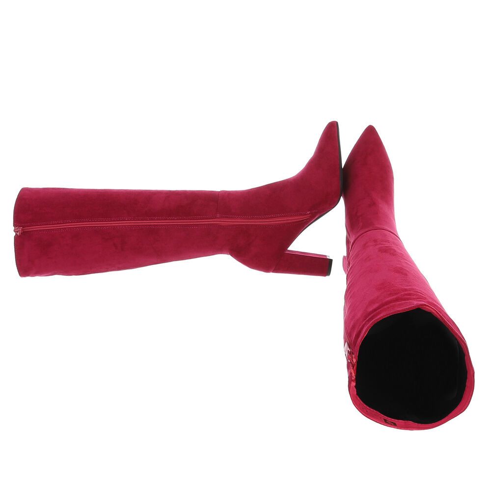 Ital-Design Damen Kniehochstiefel mit Blockabsatz und Spitze High-Heel-Stiefel (92079014) Blockabsatz Stiefel in Pink