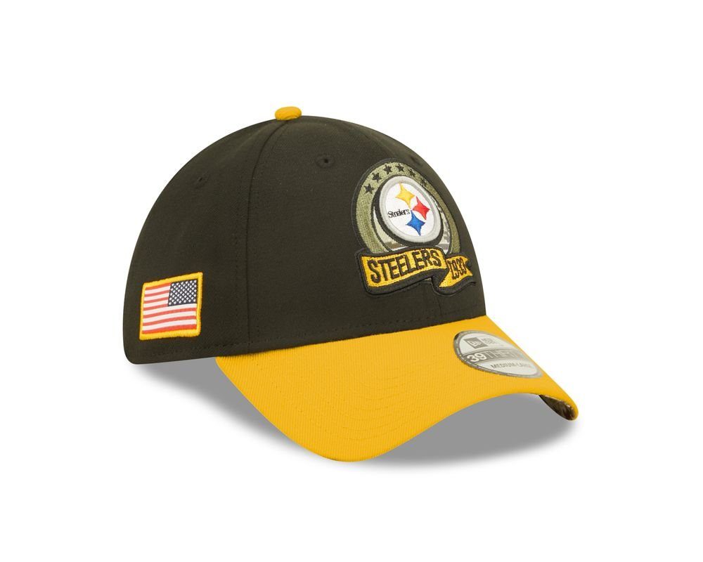 New Era Baseball Cap New Era NFL PITTSBURGH STEELERS Salute to Service 2022 Sideline 39THIRTY Stretch Fit Game Cap