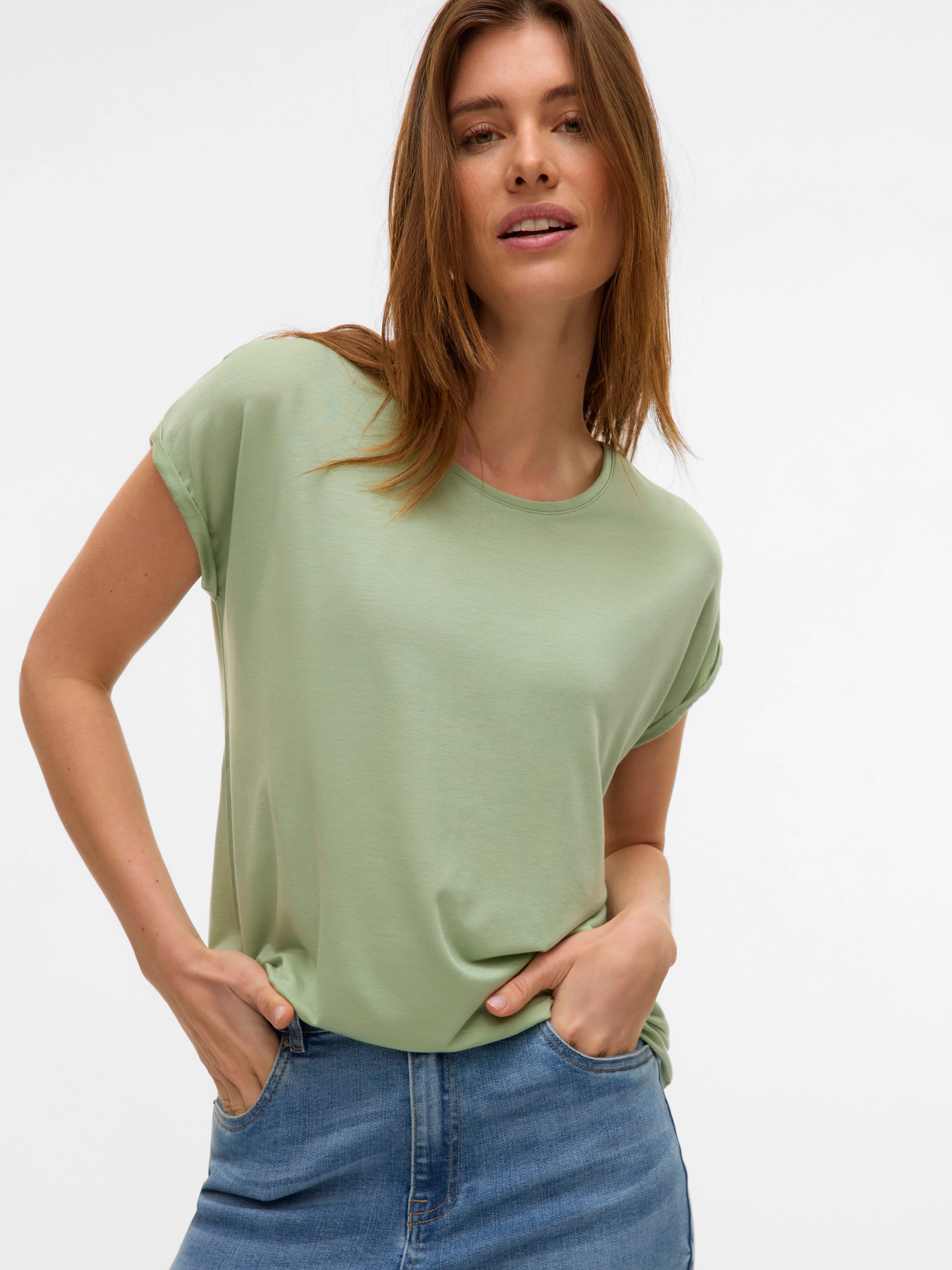Vero Moda Rundhalsshirt VMAVA PLAIN SS TOP GAJRS NOOS günstig online kaufen