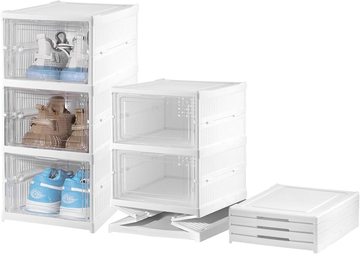 Youyijia Schuhschrank Stackable Shoe Storage Organiser, Transparent Plastic Shoe Boxes