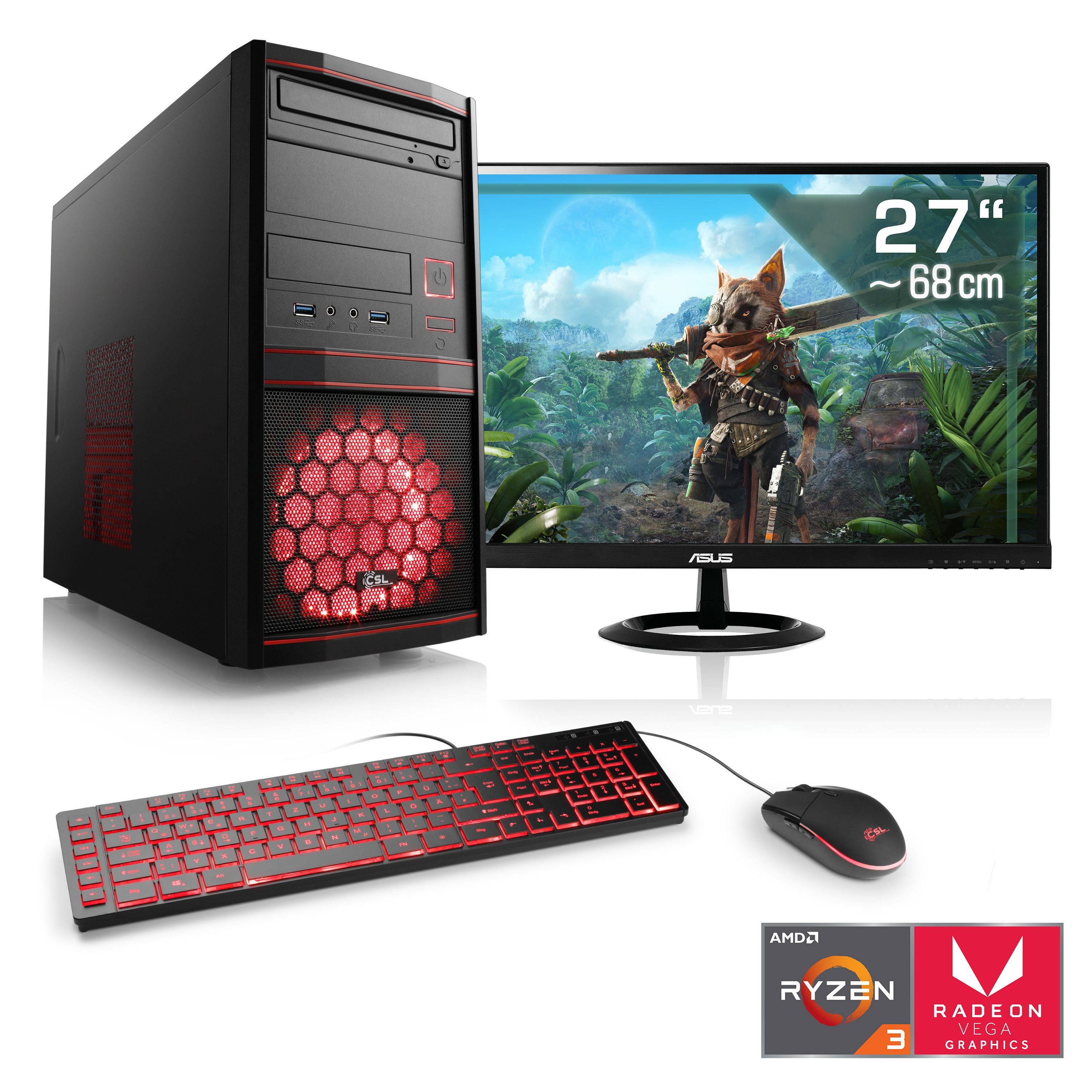 CSL Multimedia PC Set, Ryzen 3 2200G, AMD VEGA, 16GB RAM ...