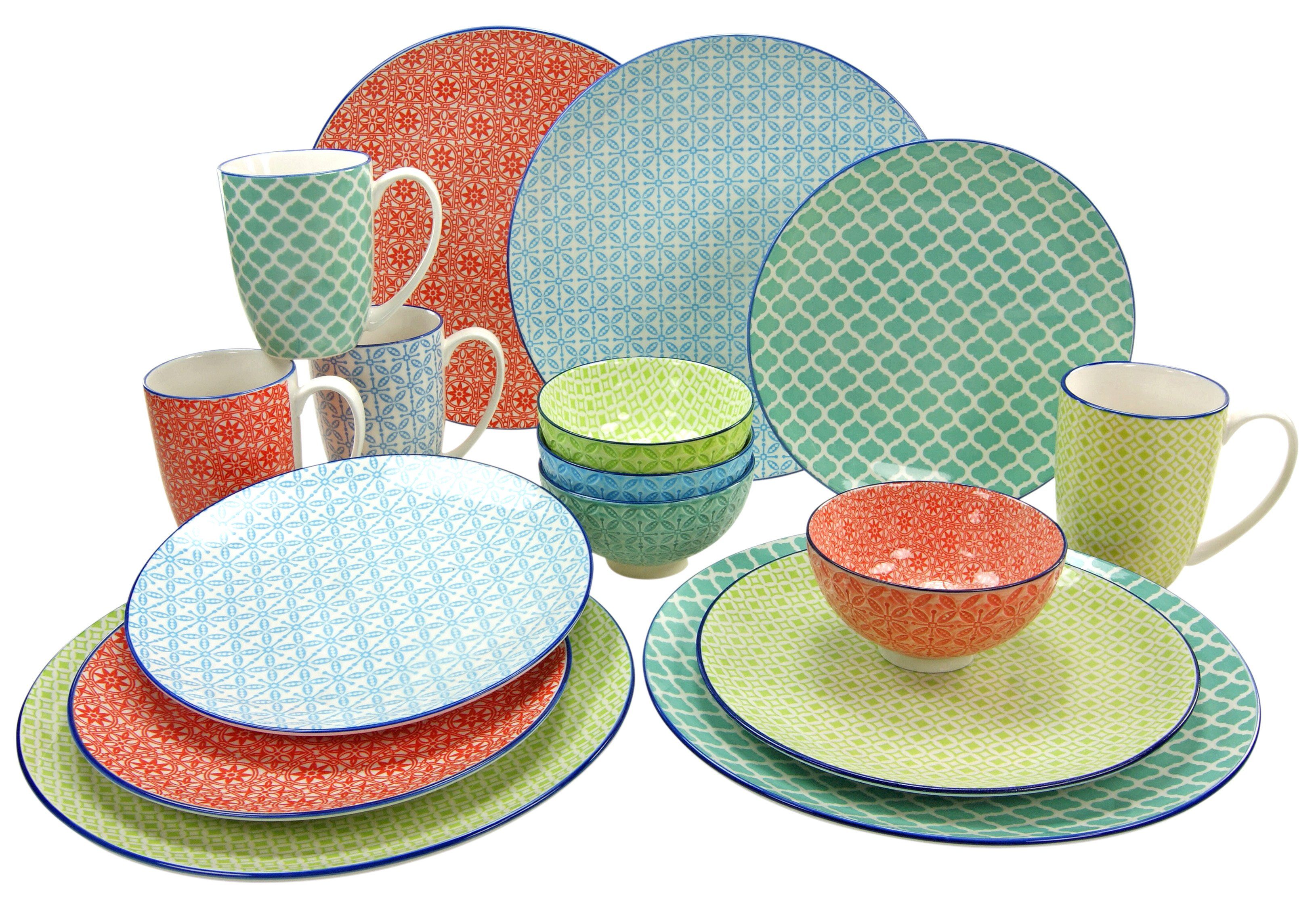 CreaTable Комбіноване обслуговування Geschirr-Set Mediterran (16-tlg), 4 Personen, Steinzeug, Service, 16 Teile, für 4 Personen