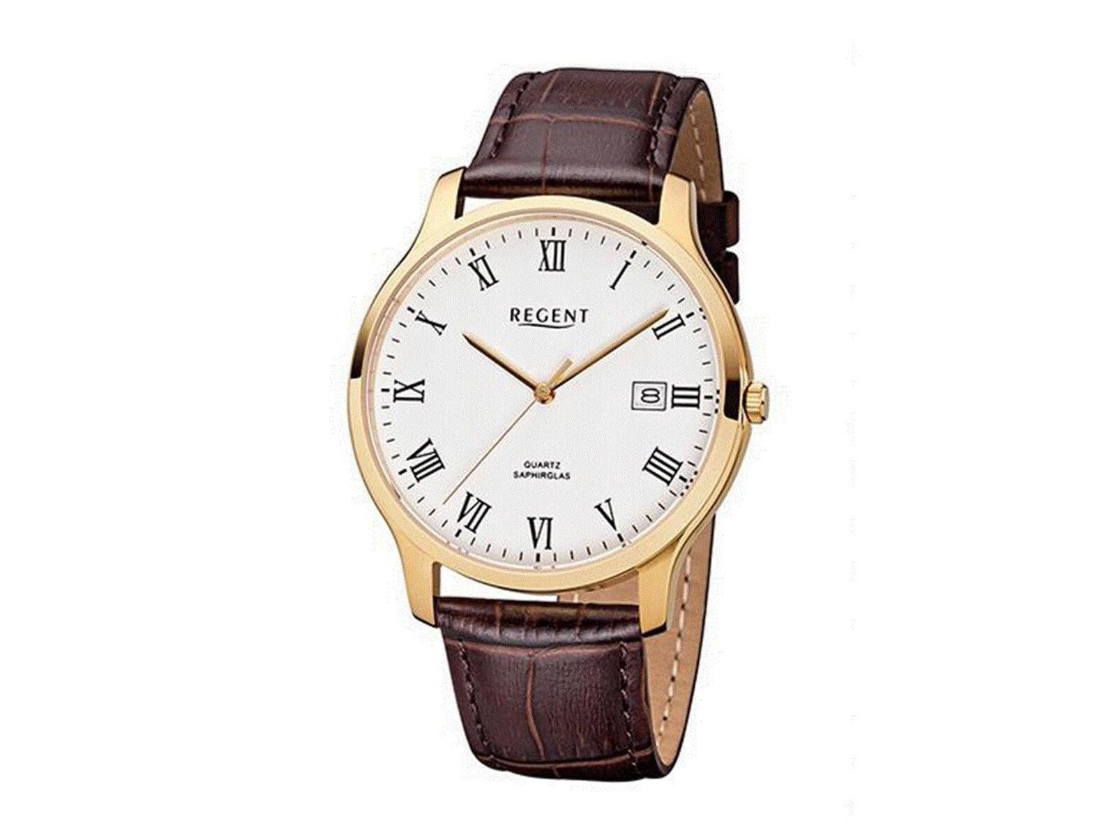 Regent Uhrenring Regent Herren-Armbanduhr XL Analog Quarz Leder 11100234