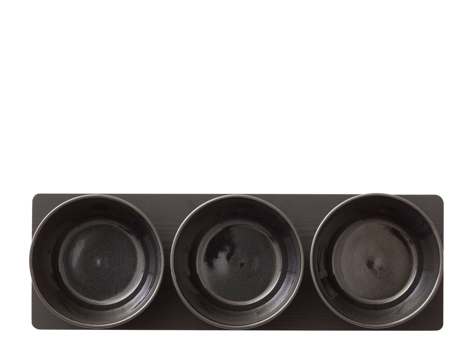 Bitz Geschirr-Set Cabaret Set galaxy black 4tlg., Steinzeug / Holz