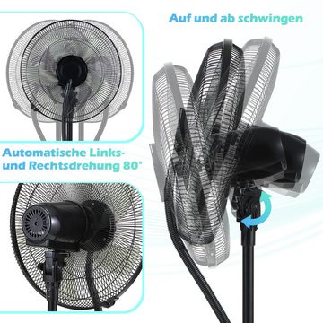 Clanmacy Standventilator Ventilator 75W Standlüfter leise Bodenventilator Fan Einstellung