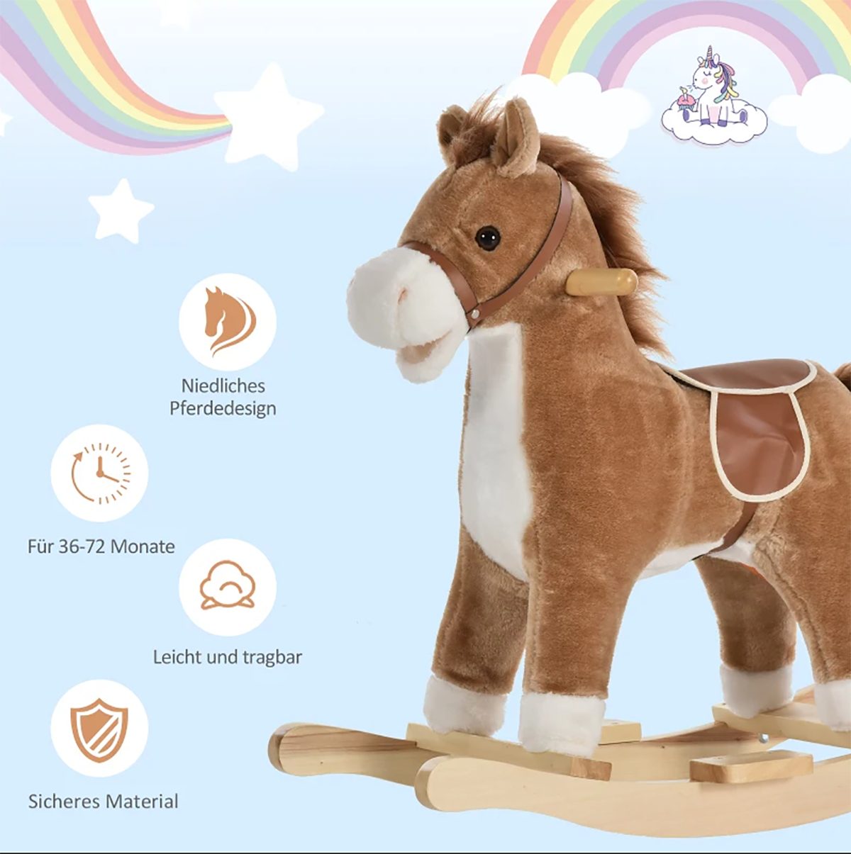 vidaXL DOTMALL Kinderstuhl Schaukeltier Pferd Weihnachten Plüschtiere Baby Geschenk Kinder