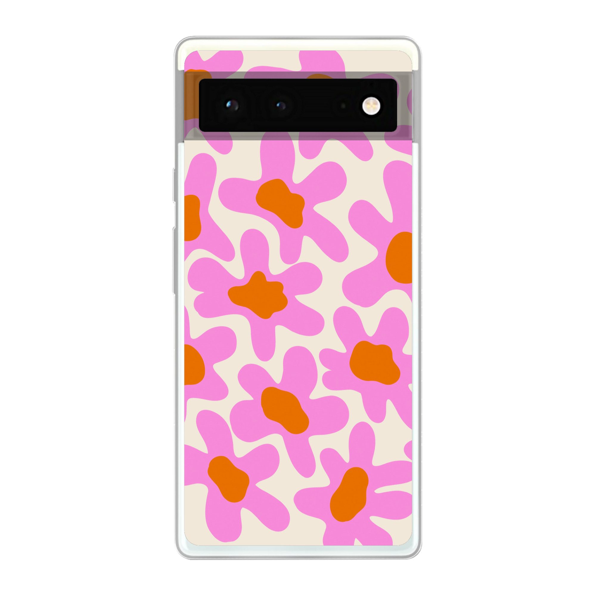 MuchoWow Handyhülle für Google Pixel 6 Blume - Rosa - Muster, Handy Case, Silikon, Bumper Case Dünn