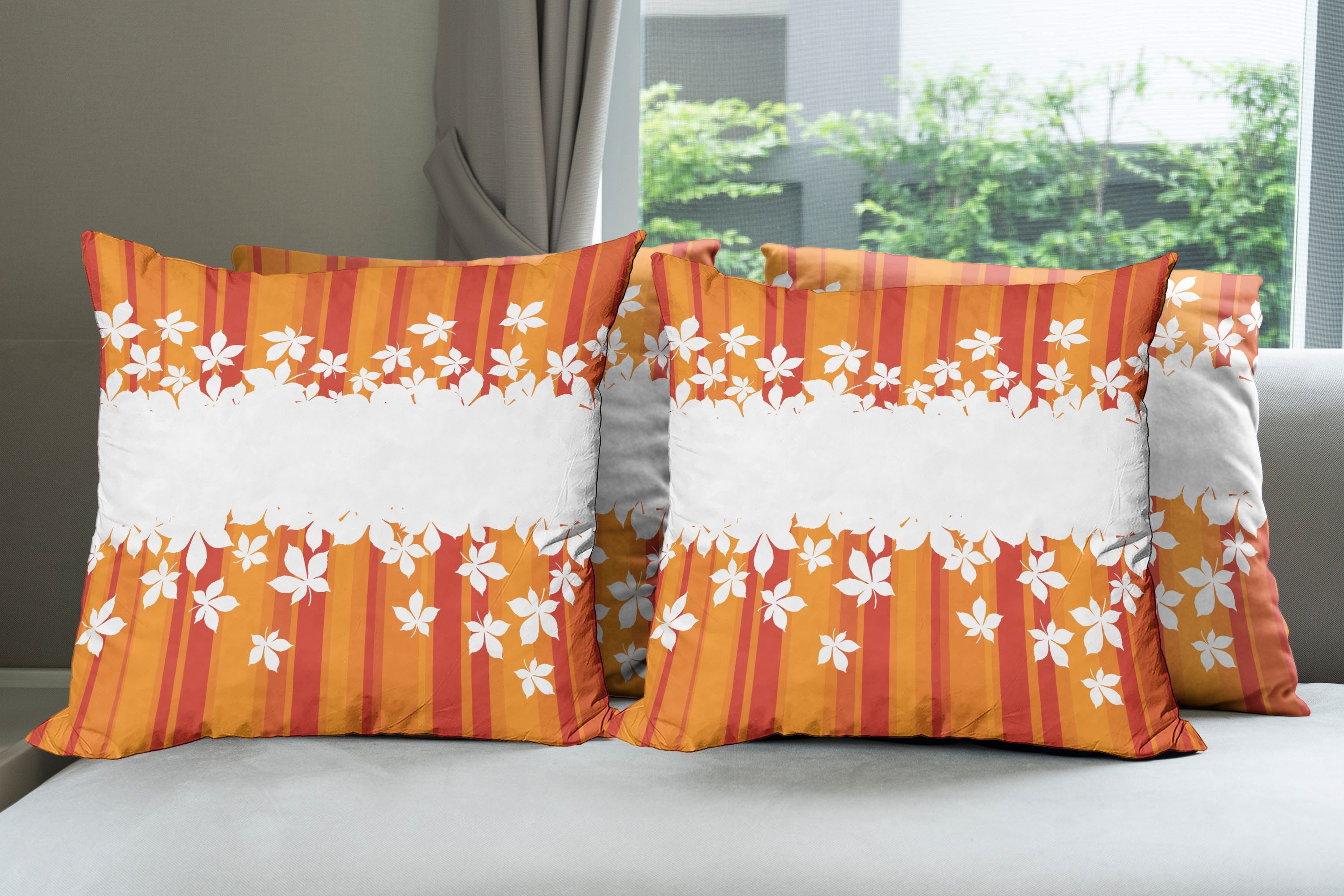 Farben (4 Stück), Stripes Herbstliche Digitaldruck, Modern Orange Accent Abakuhaus Doppelseitiger Kissenbezüge