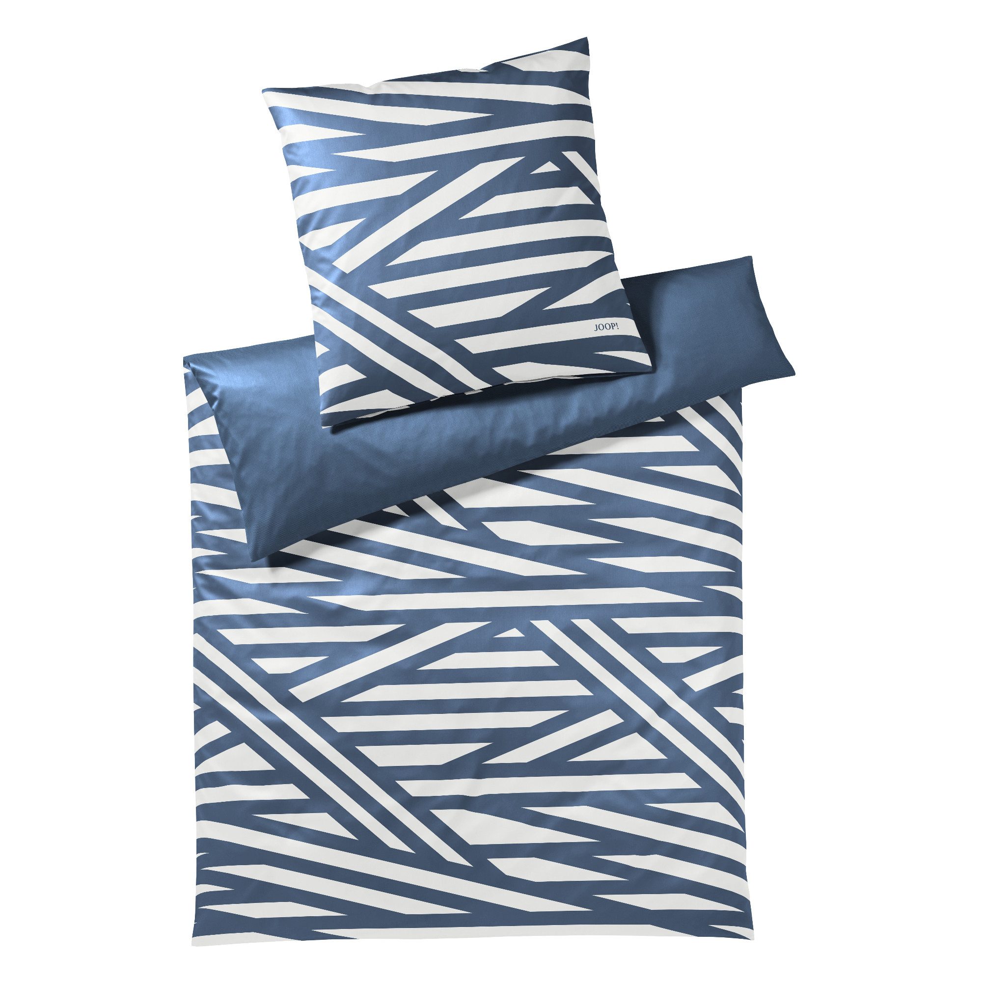 JOOP! Bettwäsche JOOP! Comfort Satin Bettwäsche 4102-2 Cross Beige Blau 135x200, 2 teilig