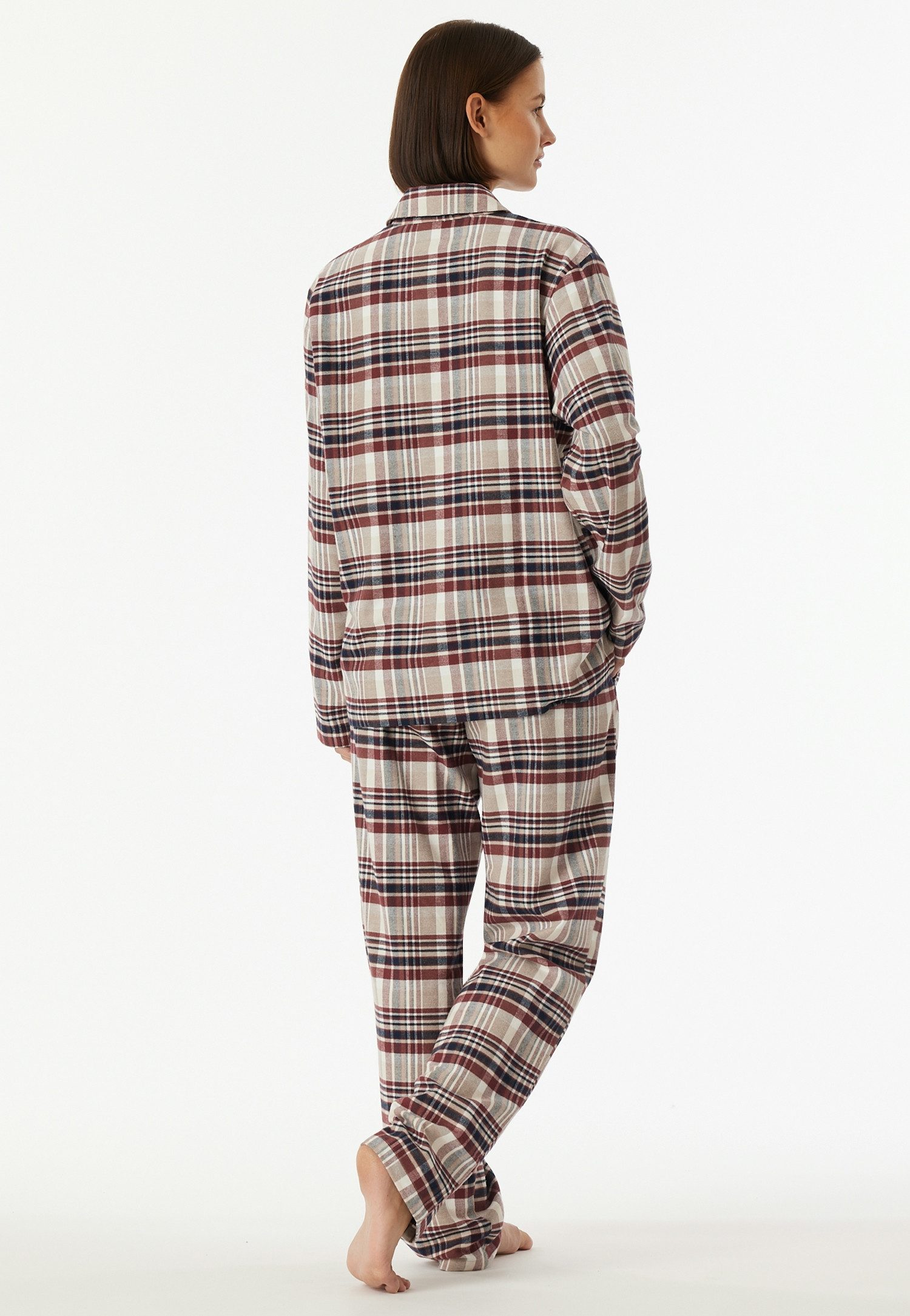 Schiesser Schlafanzug Familiy (2 tlg) kariert, Knöpfe vorn, Baumwolle, langärmelig