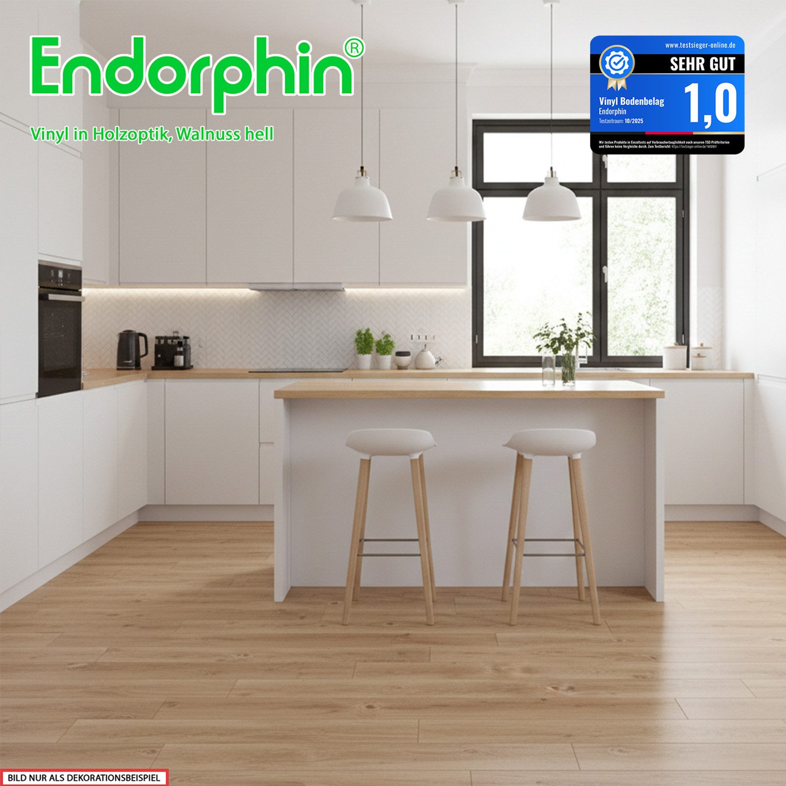 Endorphin Vinylboden Vinylboden selbstklebend in Holzoptik Wallnuss 2,93qm, Selbstklebend, pflegeleicht, strapazierfähig, renovierungsfreundlich, geringe Aufbauhöhe