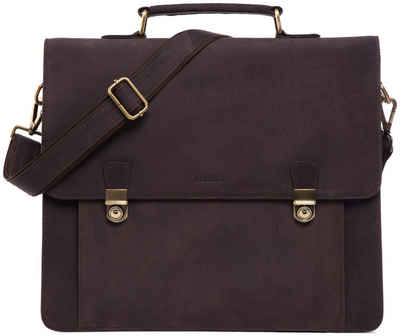 LEABAGS Aktentasche »Durban«, Business Tasche Herren Leder - Notebooktasche Unisex aus Büffelleder - Umhängetasche für Damen und Herren - Arbeitstasche im Vintage Look