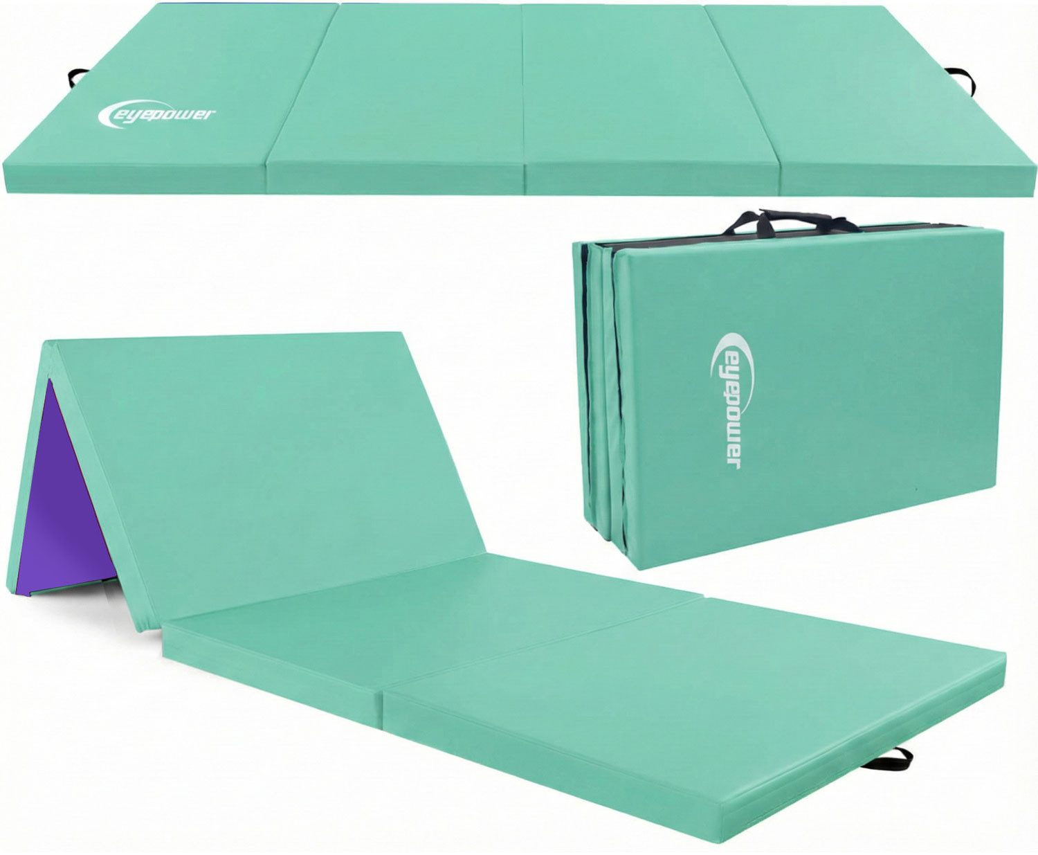 eyepower Weichbodenmatte 180 x 60 x 5 cm - XL Turnmatte für Zuhause - Faltbare Gymnastikmatte, Bodenturnmatte - Klappbare Fitnessmatte - Fallschutzmatte für Kinder