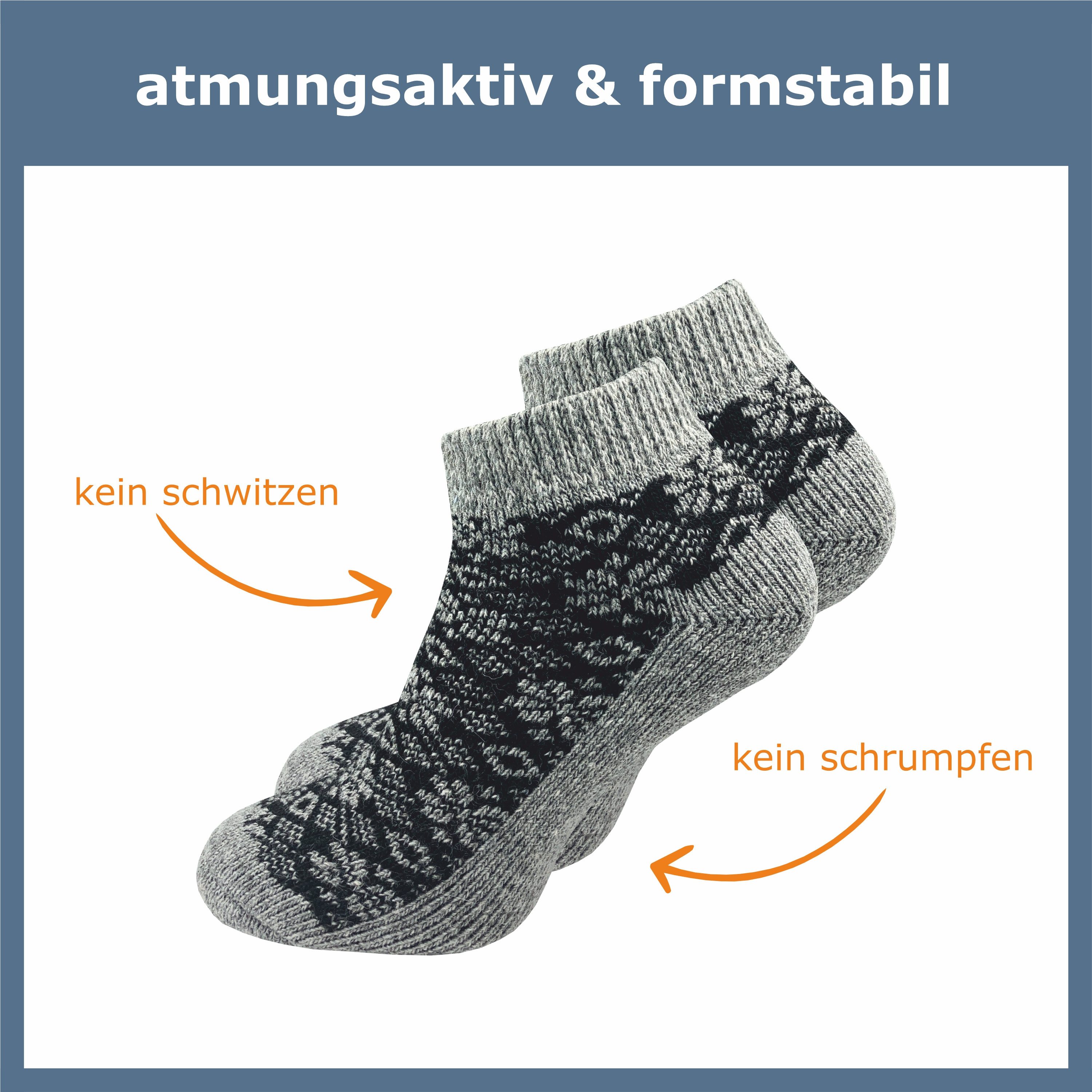 GAWILO Sneakersocken für den Winter für Damen - dicke & warme Bettsocken (3 Paar) kurze Wollsocken im Norweger Look aus weichem Vollplüsch