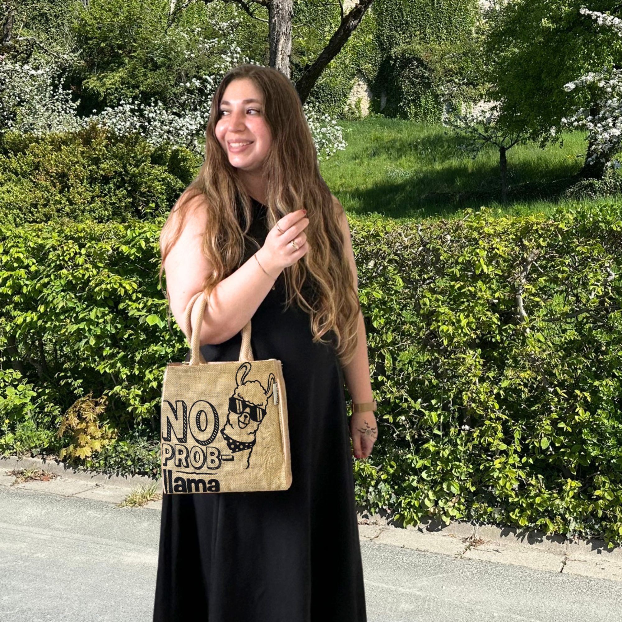 Domelo Handtasche Domelo Jute Handtasche kleine Jutetasche vegane mini Einkaufskorb, Deutsch Designer